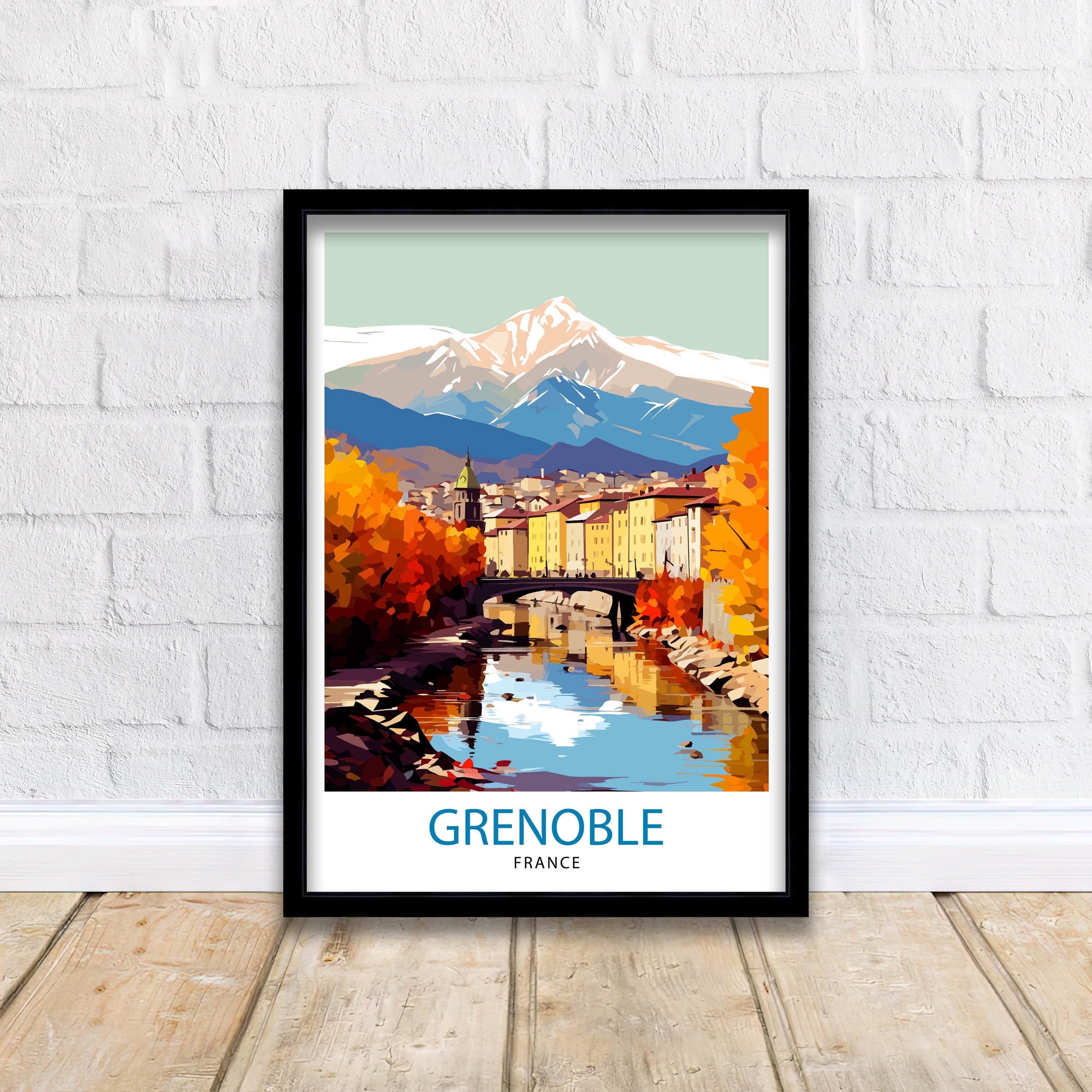 Grenoble France Travel Print France Wall Decor Grenoble Poster French Alps Travel Prints France Art Print Grenoble Illustration French