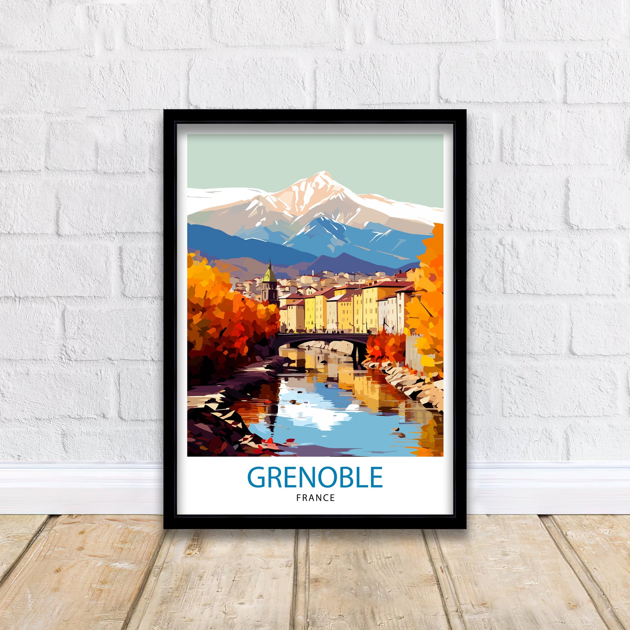 Grenoble France Travel Print France Wall Decor Grenoble Poster French Alps Travel Prints France Art Print Grenoble Illustration French