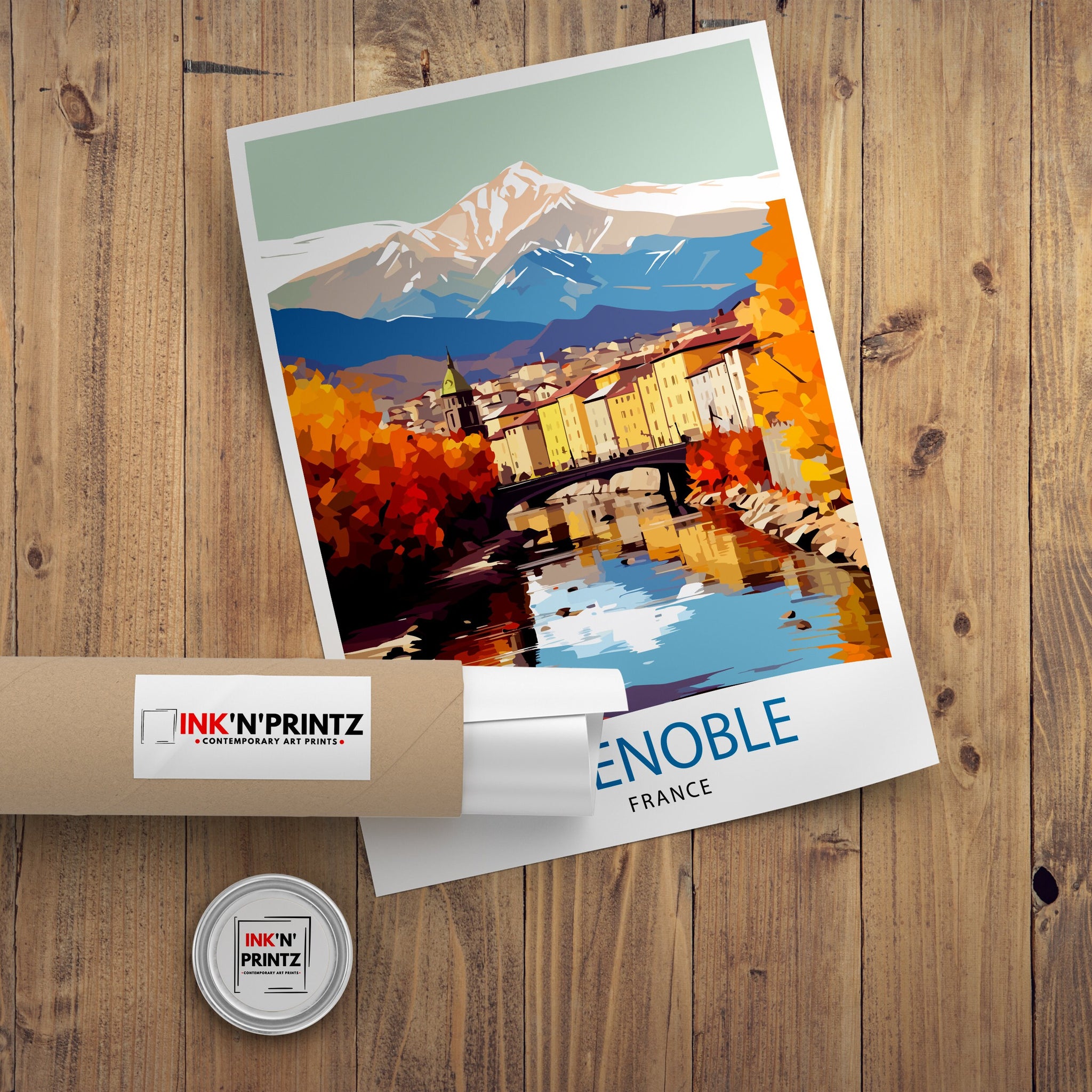 Grenoble France Travel Print France Wall Decor Grenoble Poster French Alps Travel Prints France Art Print Grenoble Illustration French