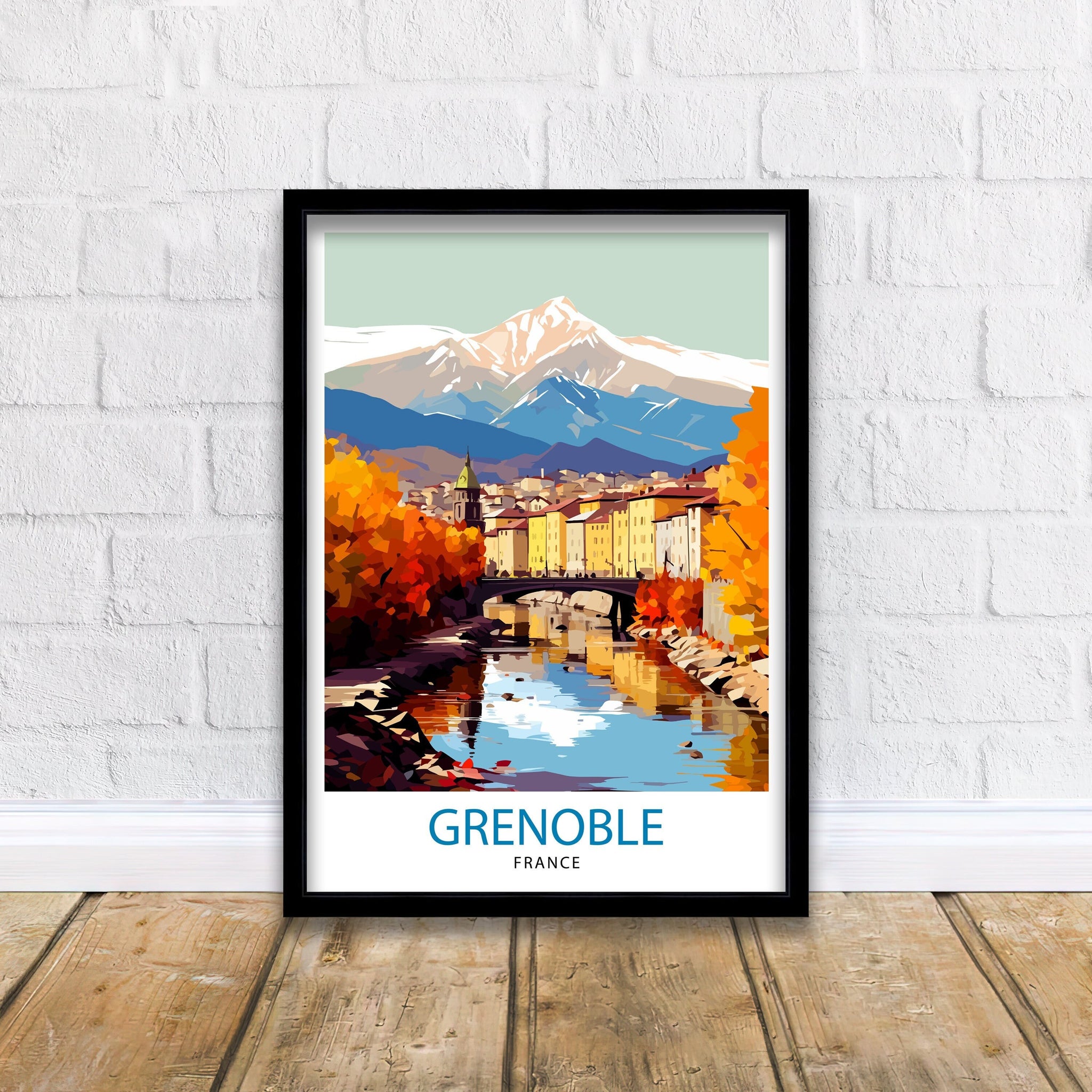 Grenoble France Travel Print France Wall Decor Grenoble Poster French Alps Travel Prints France Art Print Grenoble Illustration French