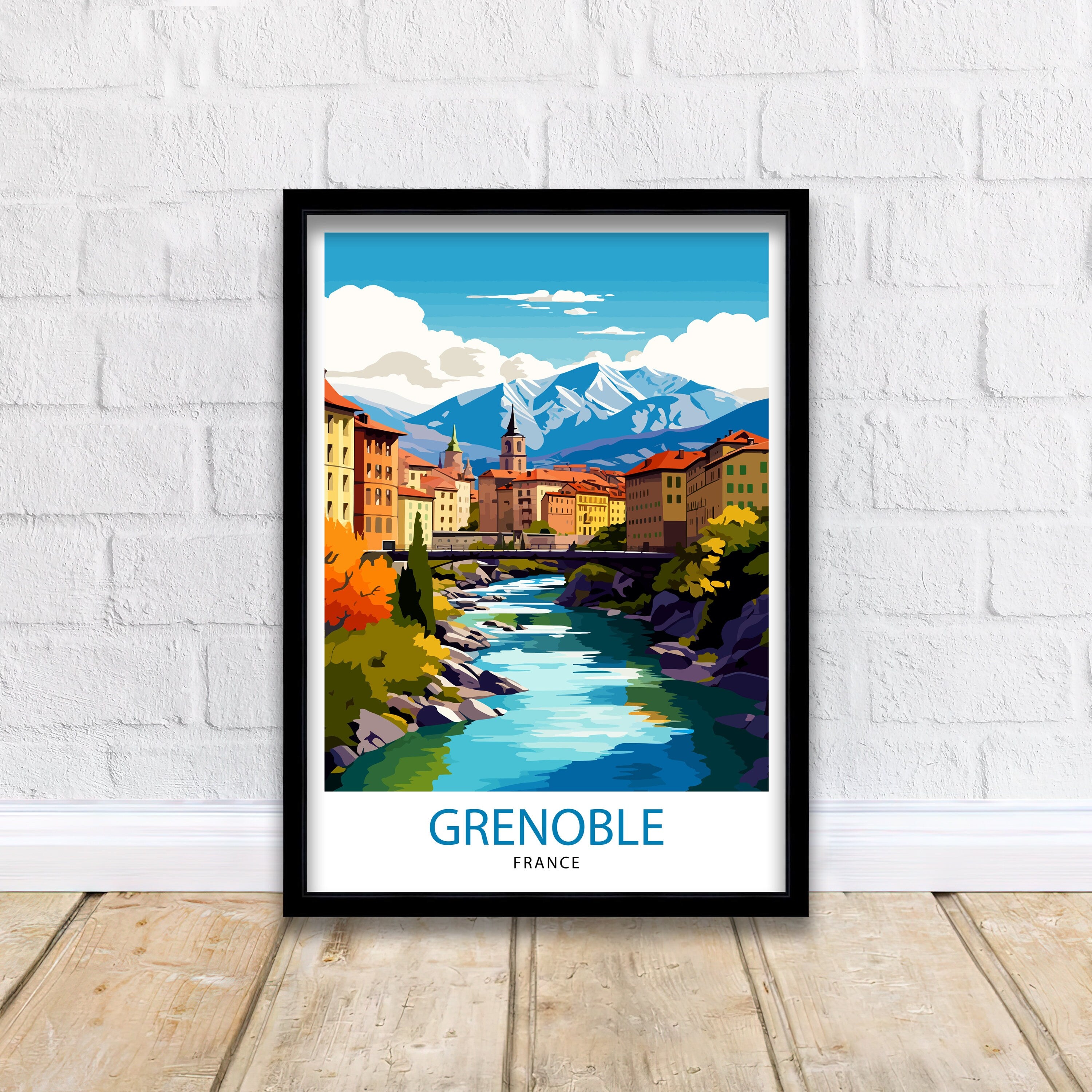 Grenoble France Travel Print France Wall Decor Grenoble Poster French Alps Travel Prints France Art Print Grenoble Illustration French
