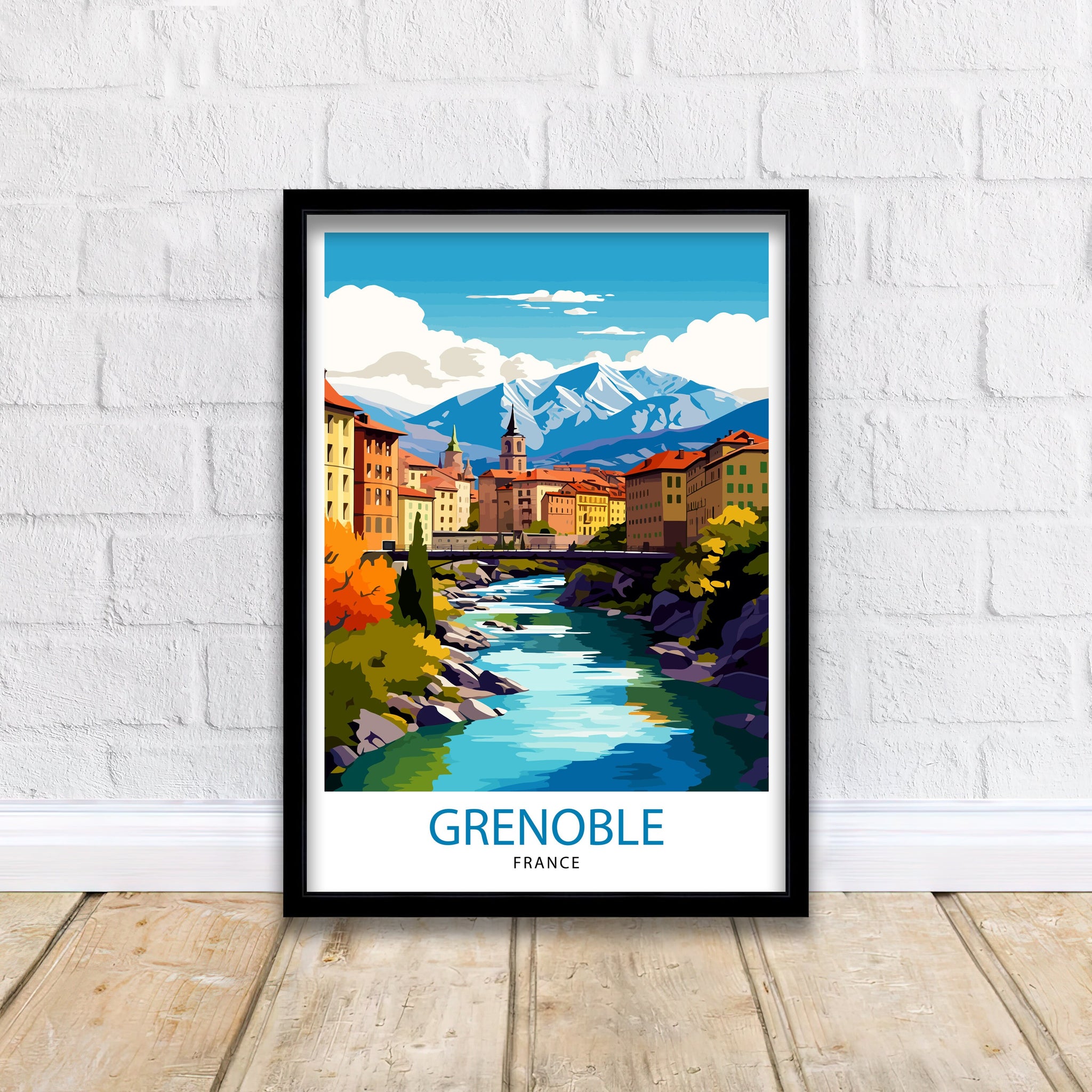 Grenoble France Travel Print France Wall Decor Grenoble Poster French Alps Travel Prints France Art Print Grenoble Illustration French
