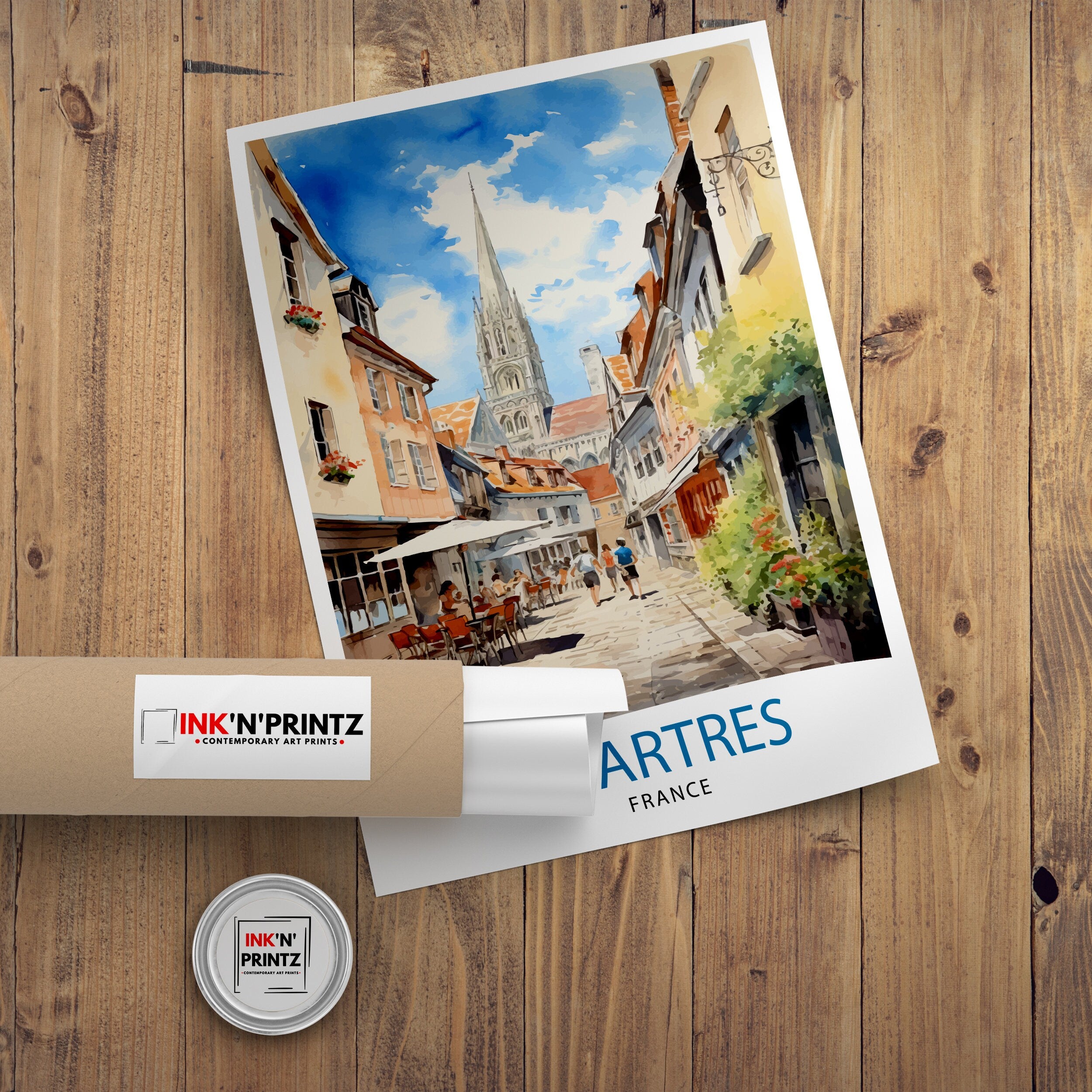 Chartres France Travel Print Chartres Wall Decor Chartres Poster France Travel Prints Chartres Art Print Chartres Illustration