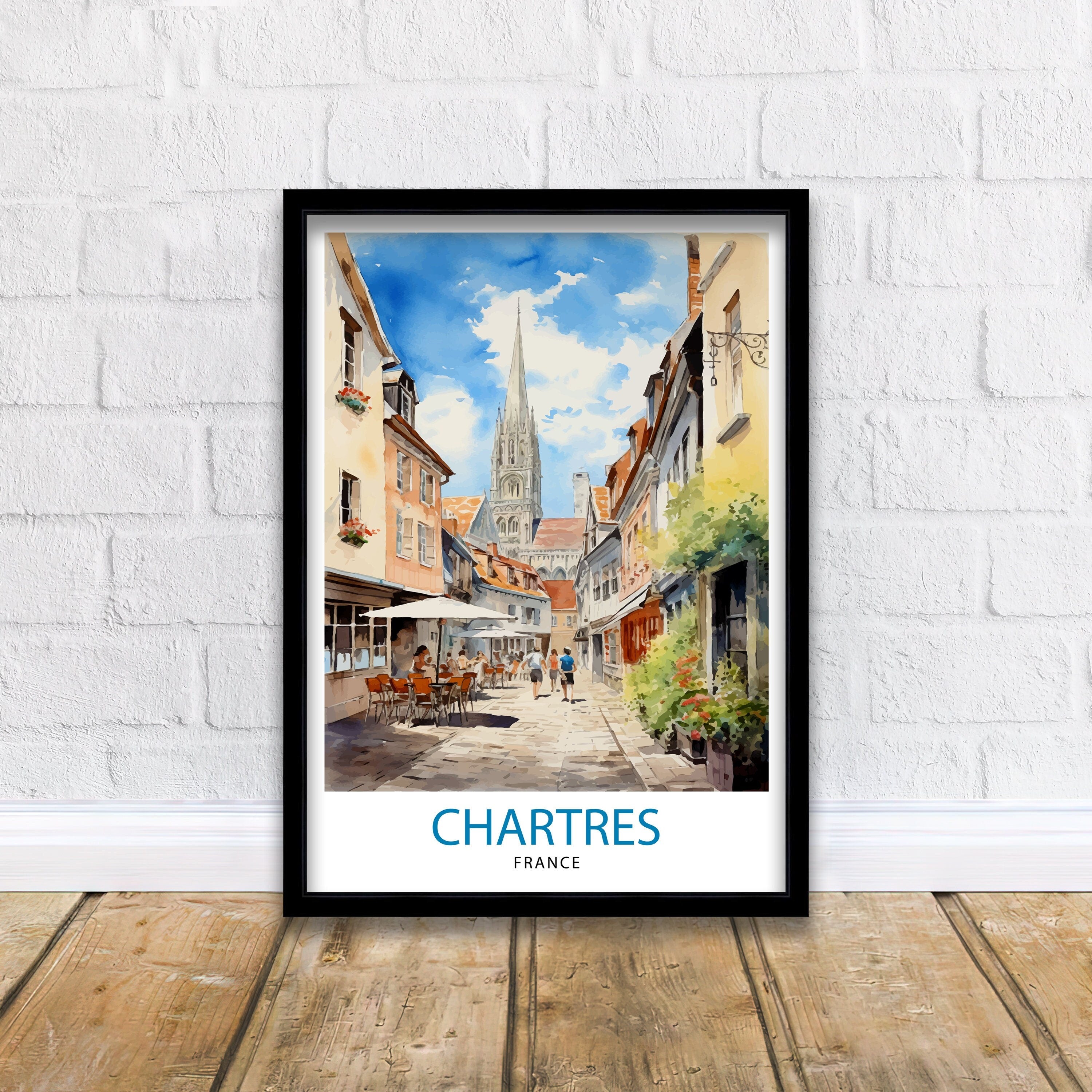 Chartres France Travel Print Chartres Wall Decor Chartres Poster France Travel Prints Chartres Art Print Chartres Illustration