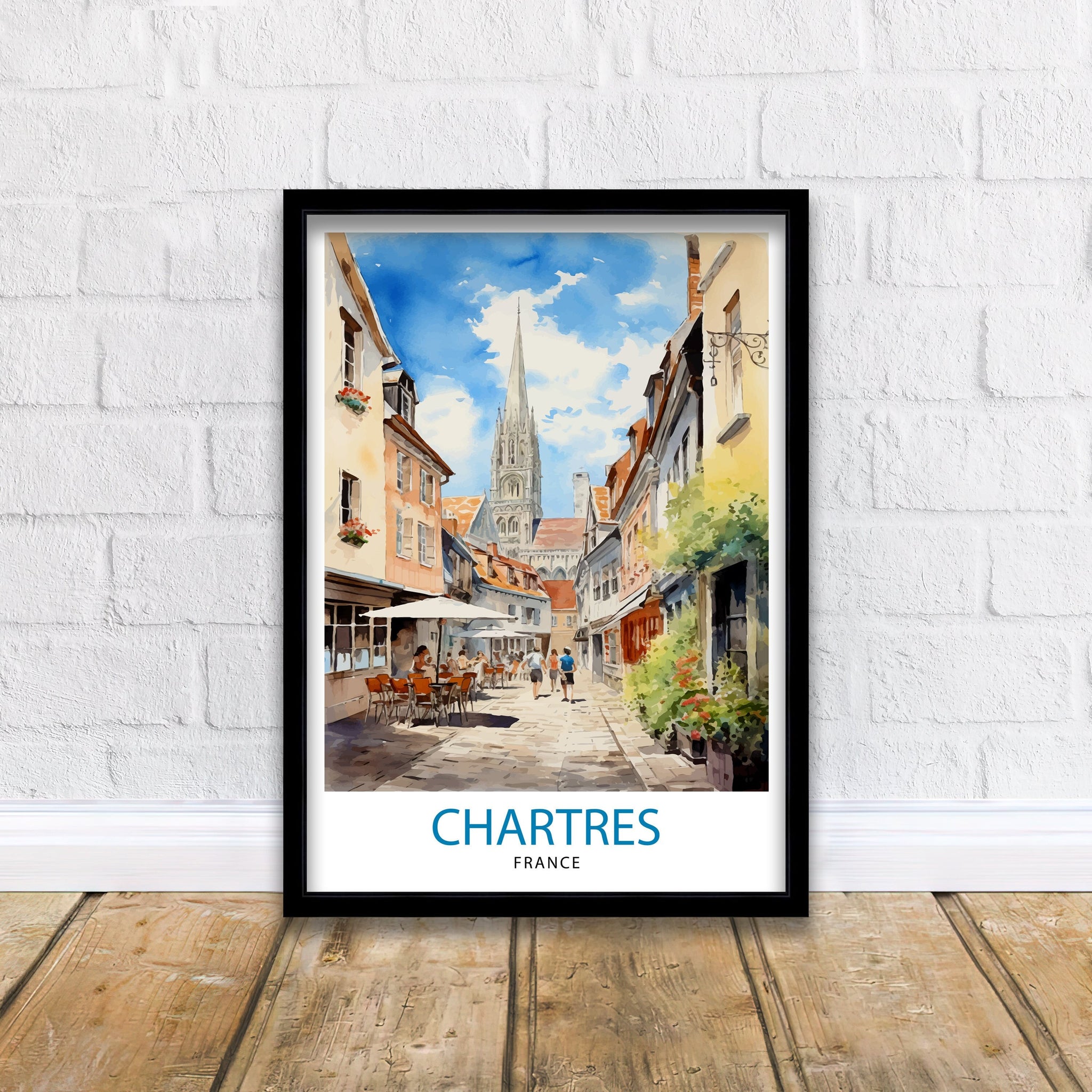 Chartres France Travel Print Chartres Wall Decor Chartres Poster France Travel Prints Chartres Art Print Chartres Illustration