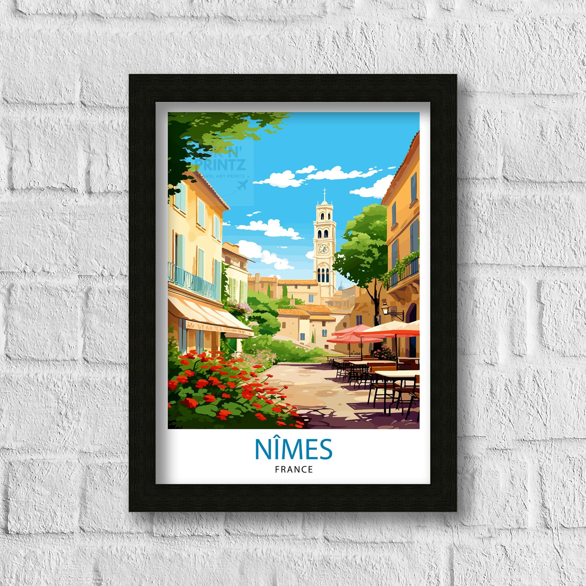Nimes France Travel Print Nimes Wall Decor Nimes Poster France Travel Prints Nimes Art Print Nimes Illustration Nimes Wall Art France Print