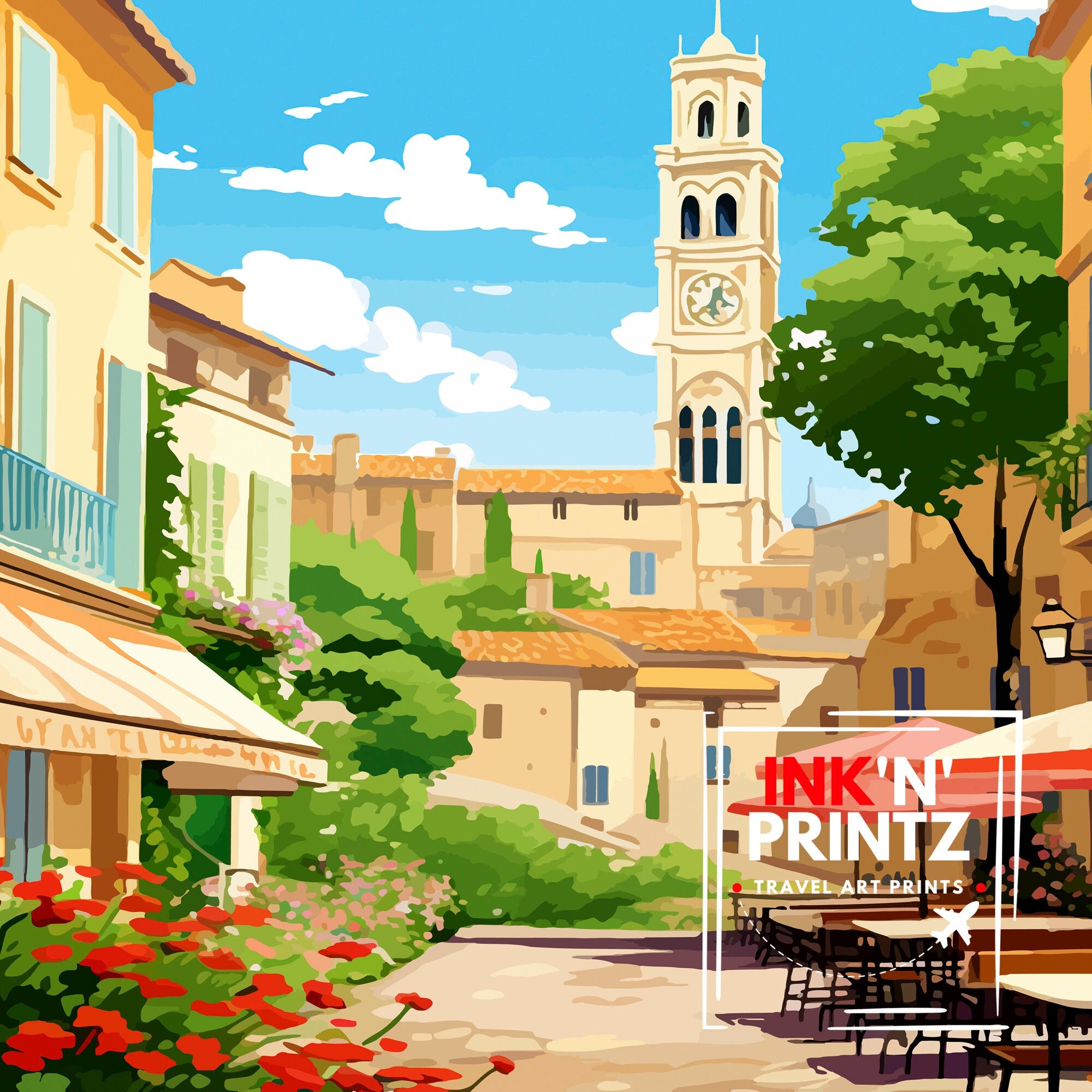 Nimes France Travel Print Nimes Wall Decor Nimes Poster France Travel Prints Nimes Art Print Nimes Illustration Nimes Wall Art France Print