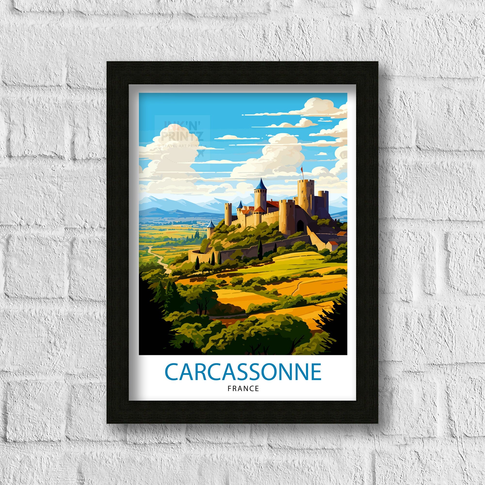 Carcassonne France Travel Print Carcassonne Wall Decor Carcassonne Poster France Travel Prints Carcassonne Art Print Carcassonne