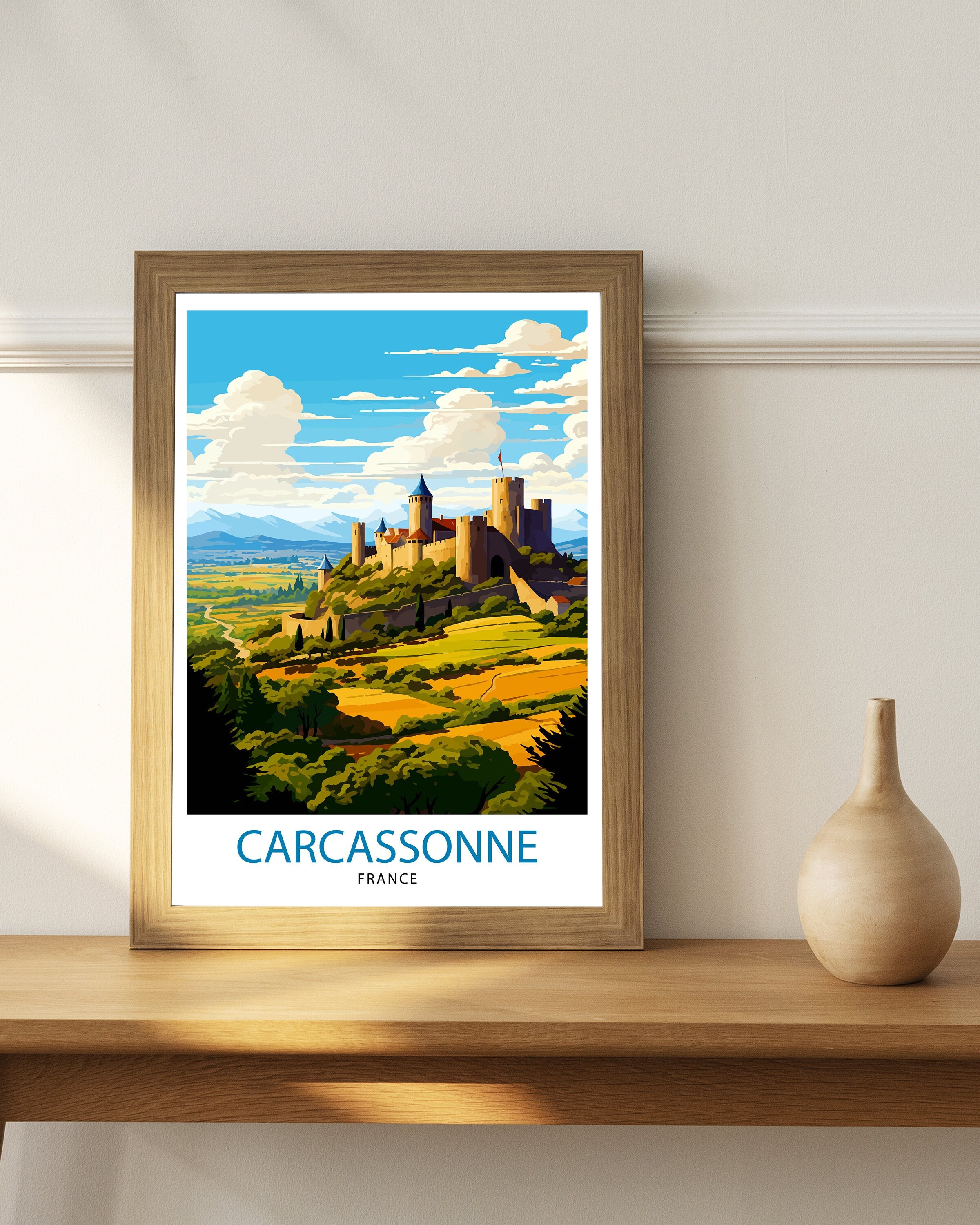 Carcassonne France Travel Print Carcassonne Wall Decor Carcassonne Poster France Travel Prints Carcassonne Art Print Carcassonne