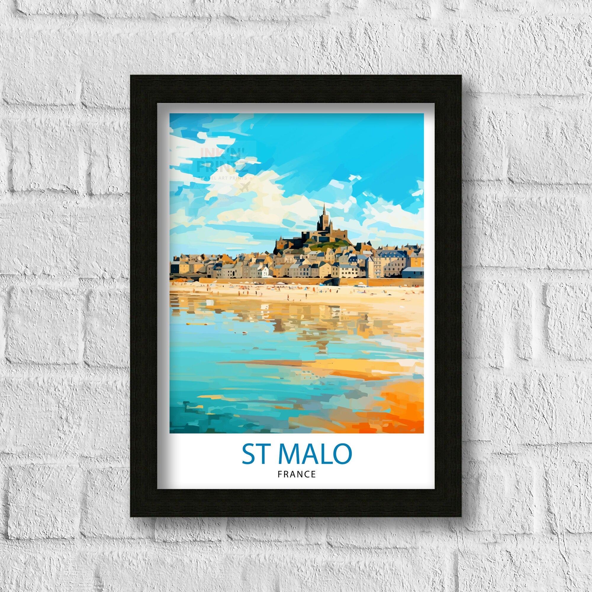 St Malo France Travel Print St Malo Wall Art St Malo Home Decor St Malo Illustration Travel Poster Gift For St Malo France Home