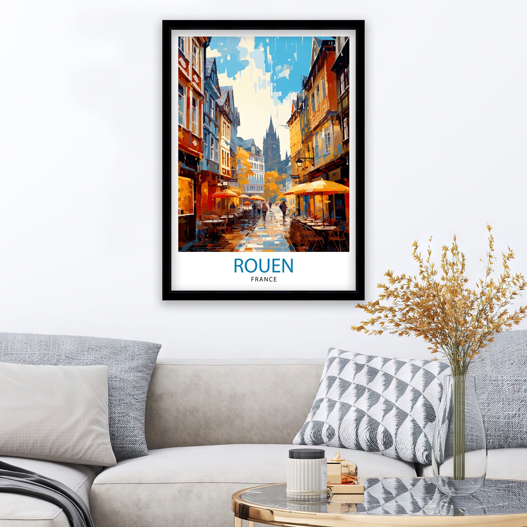 Rouen France Travel Print France Wall Decor Rouen Poster Normandy Travel Prints France Art Print Rouen Illustration France Wall Art City
