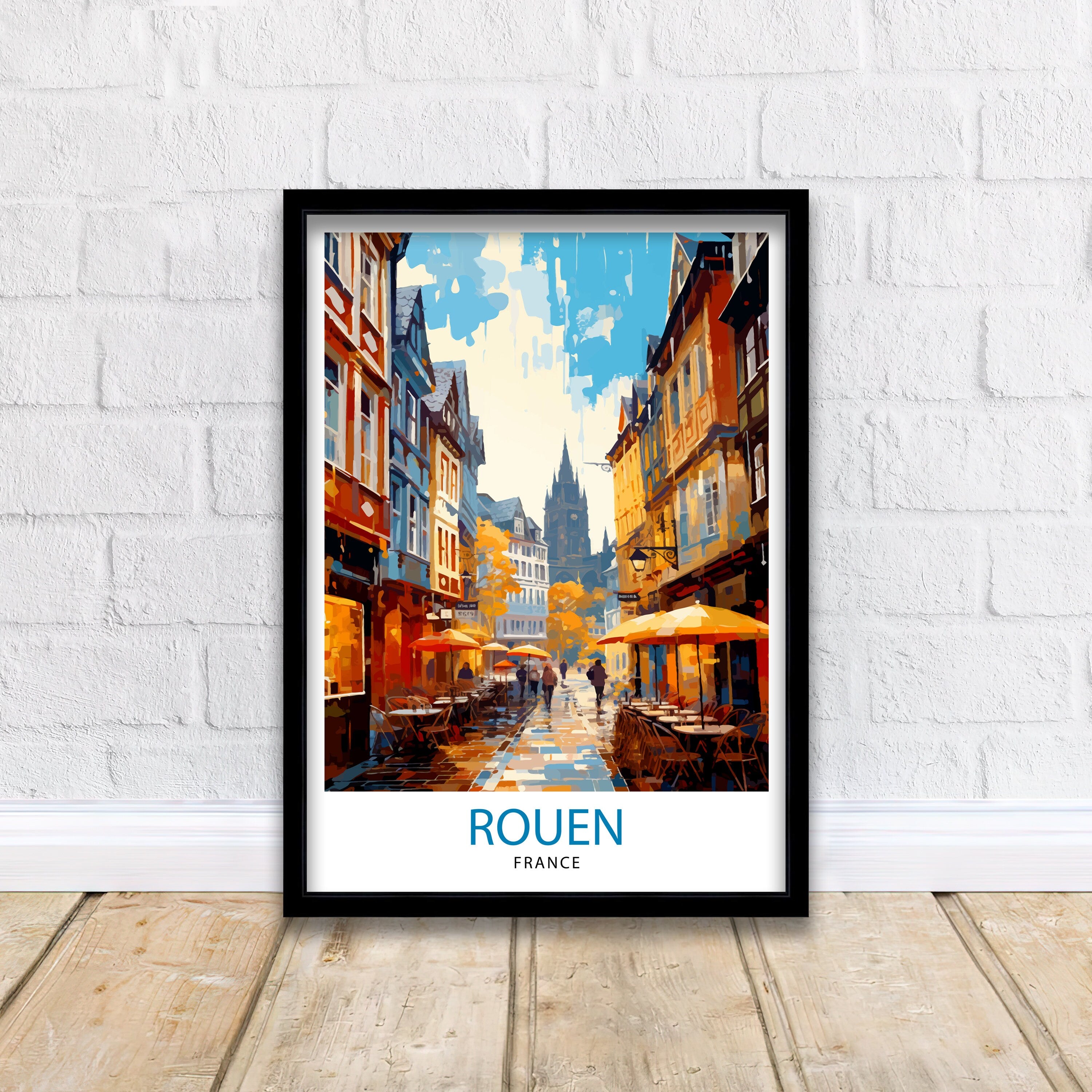 Rouen France Travel Print France Wall Decor Rouen Poster Normandy Travel Prints France Art Print Rouen Illustration France Wall Art City