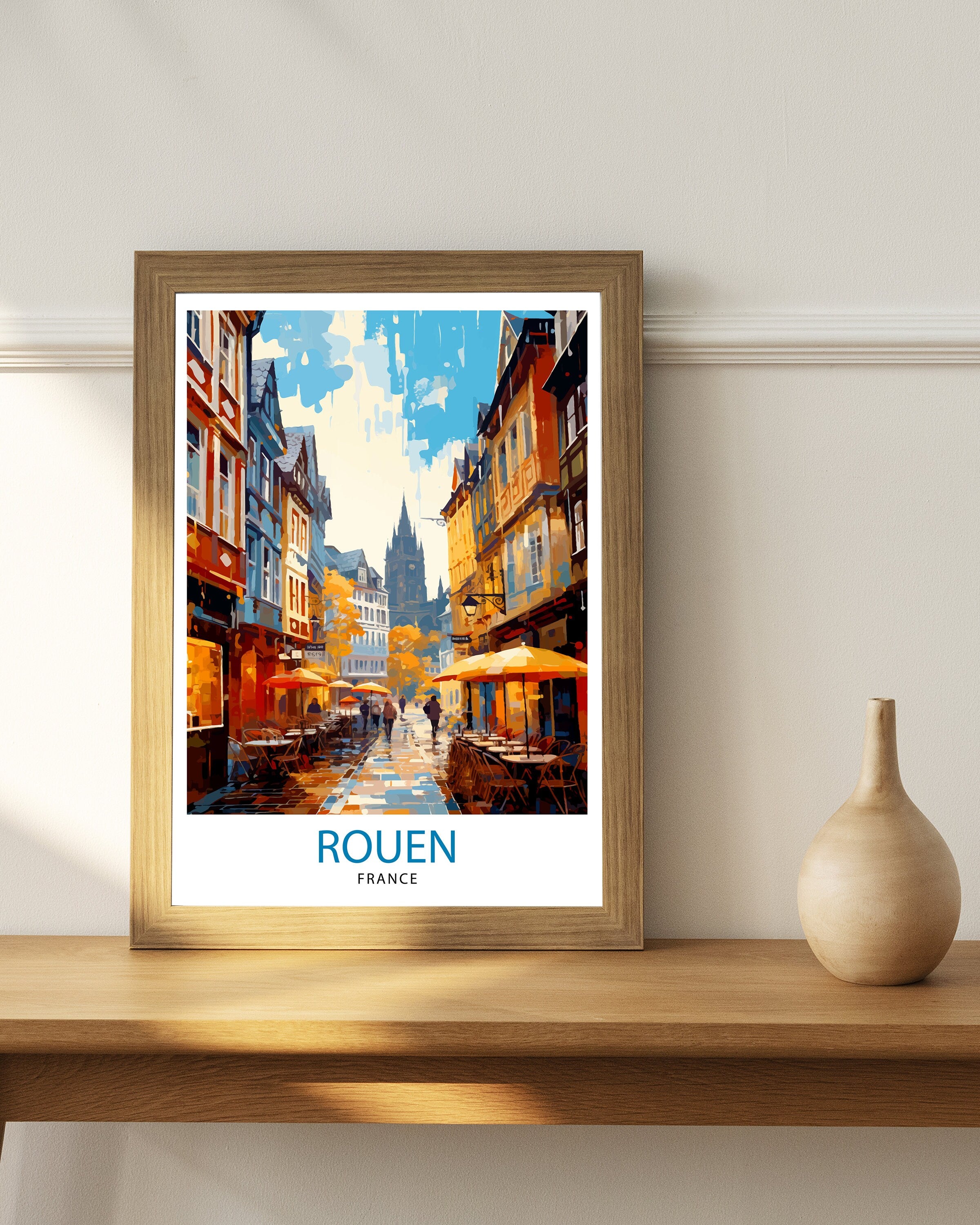 Rouen France Travel Print France Wall Decor Rouen Poster Normandy Travel Prints France Art Print Rouen Illustration France Wall Art City