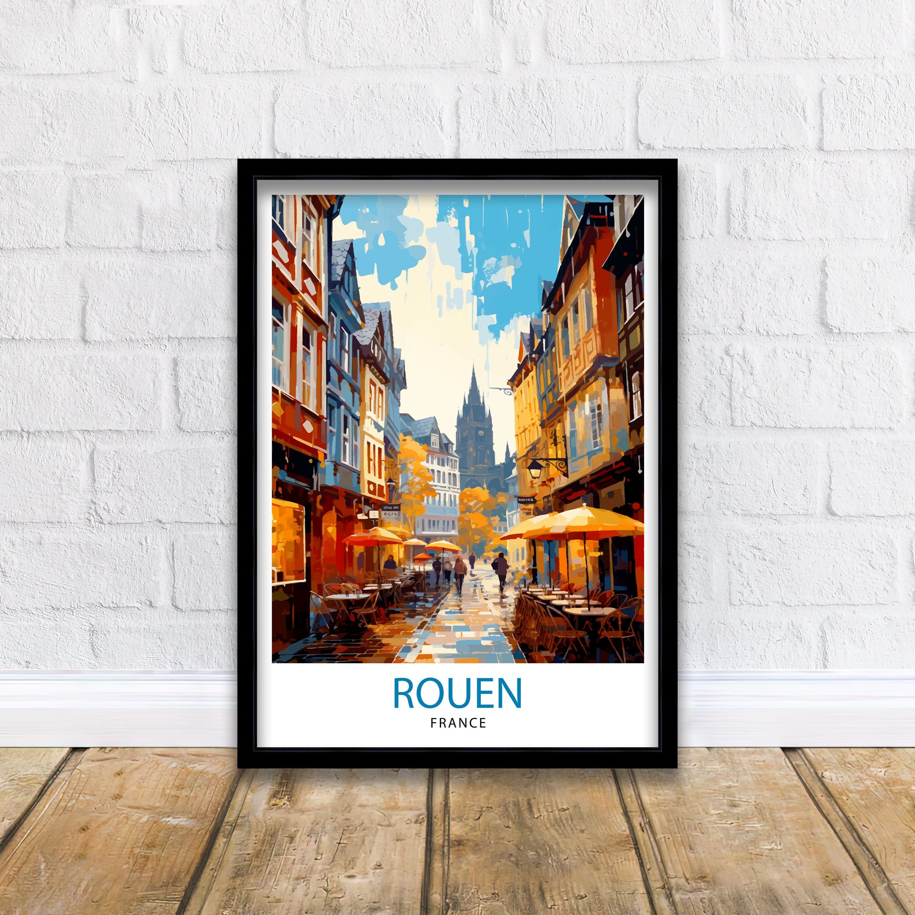 Rouen France Travel Print France Wall Decor Rouen Poster Normandy Travel Prints France Art Print Rouen Illustration France Wall Art City