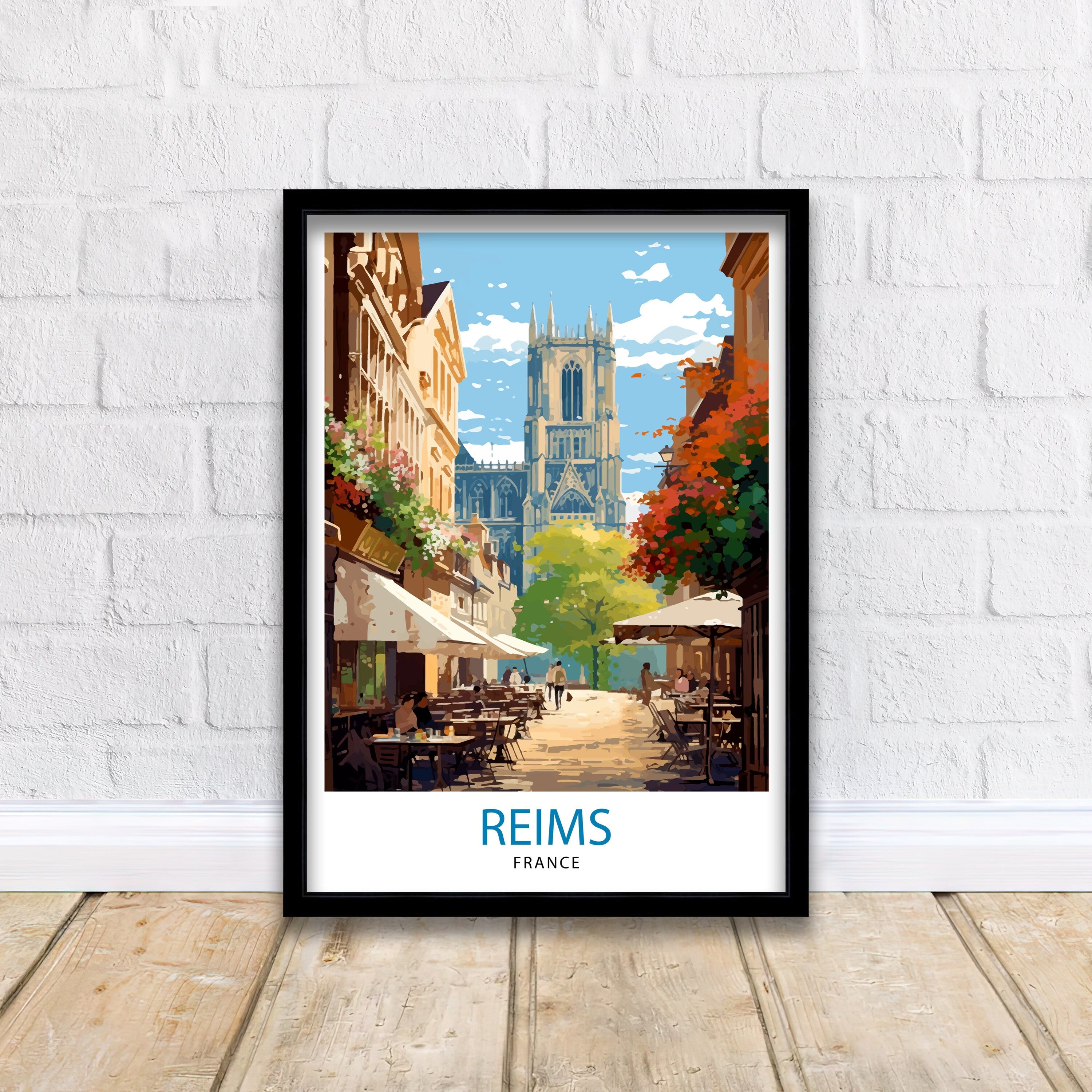 Reims France Travel Print Reims Wall Decor Reims Home Living Decor Reims France Illustration Travel Poster Gift for Reims France Home Decor