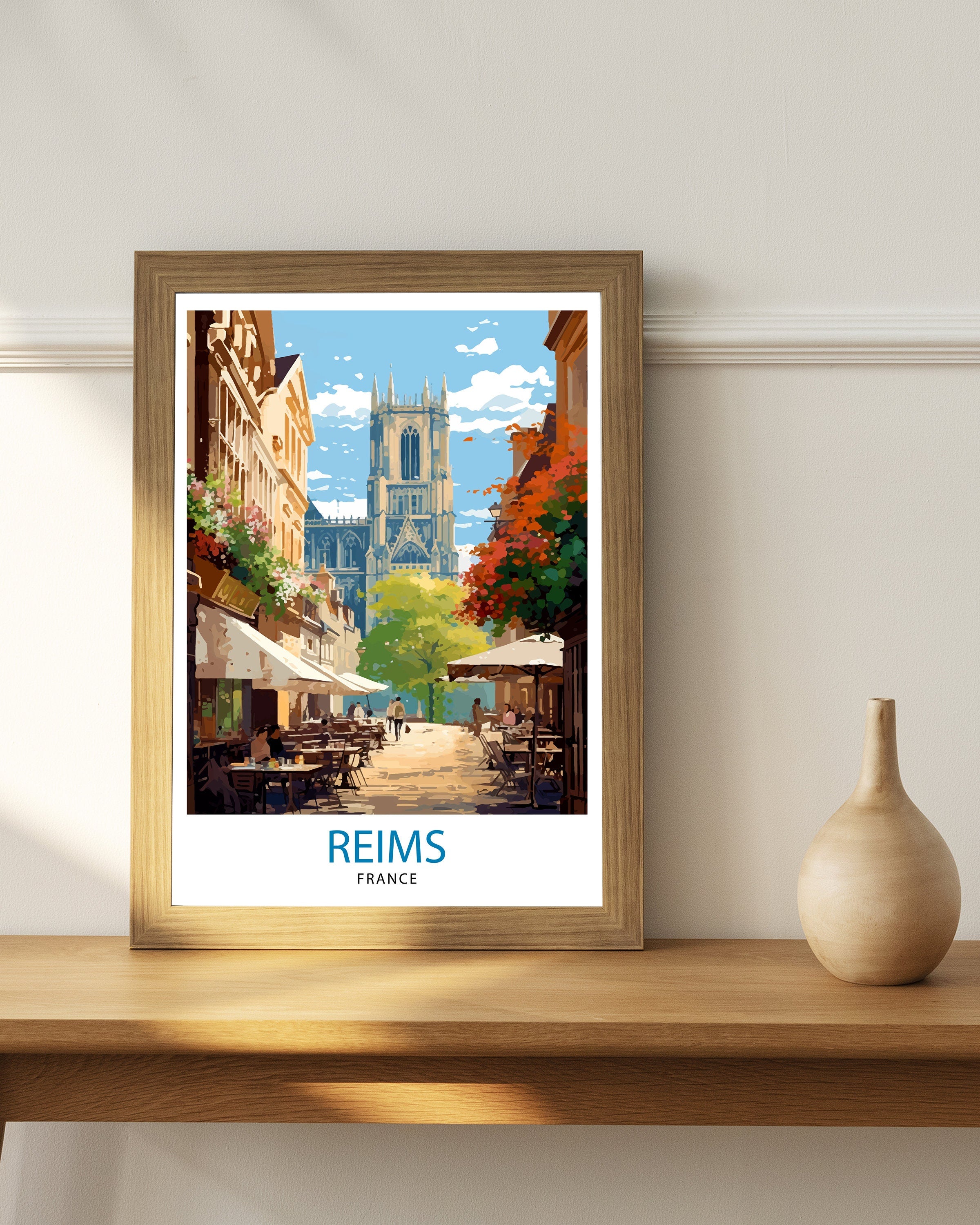 Reims France Travel Print Reims Wall Decor Reims Home Living Decor Reims France Illustration Travel Poster Gift for Reims France Home Decor
