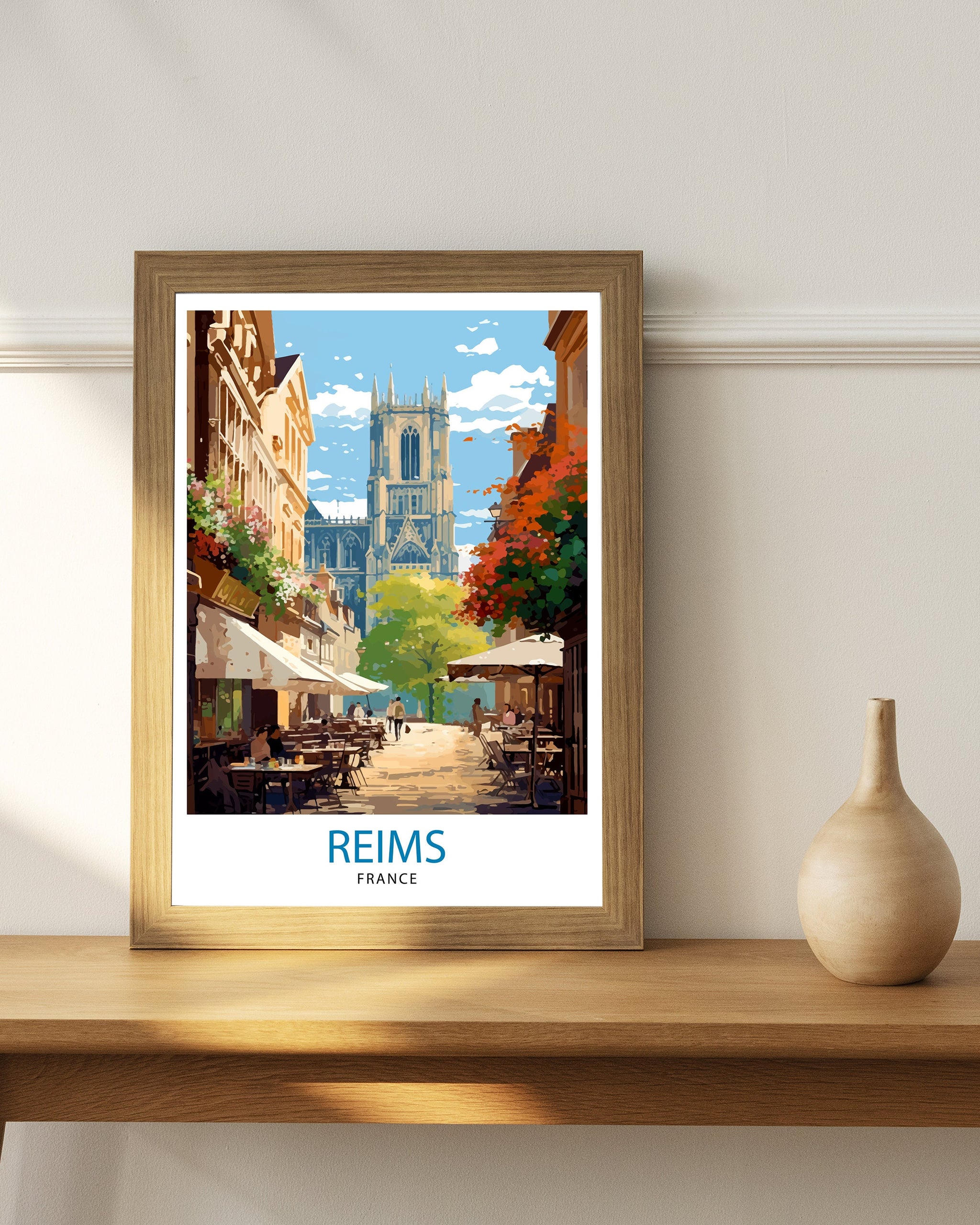 Reims France Travel Print Reims Wall Decor Reims Home Living Decor Reims France Illustration Travel Poster Gift for Reims France Home Decor