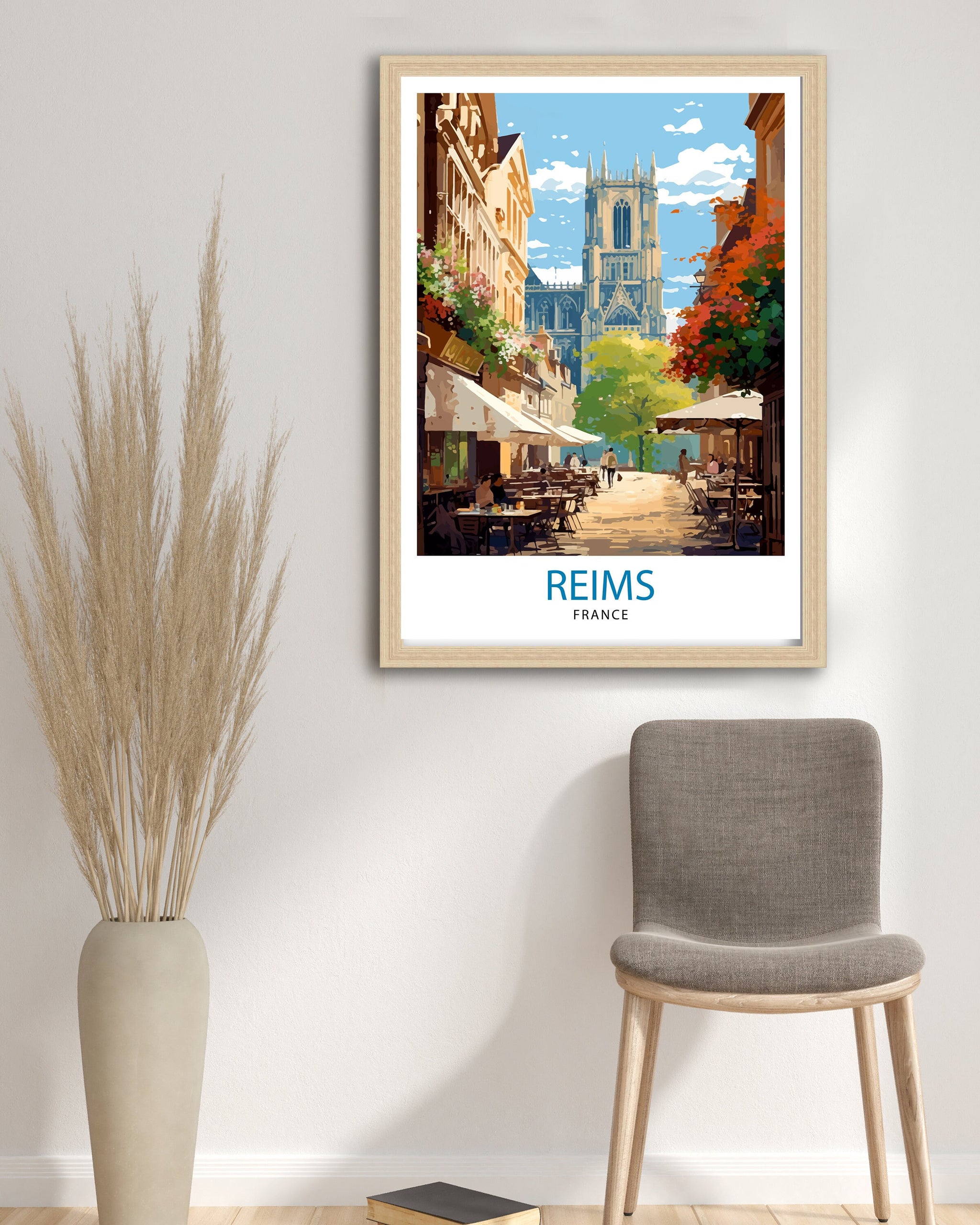 Reims France Travel Print Reims Wall Decor Reims Home Living Decor Reims France Illustration Travel Poster Gift for Reims France Home Decor