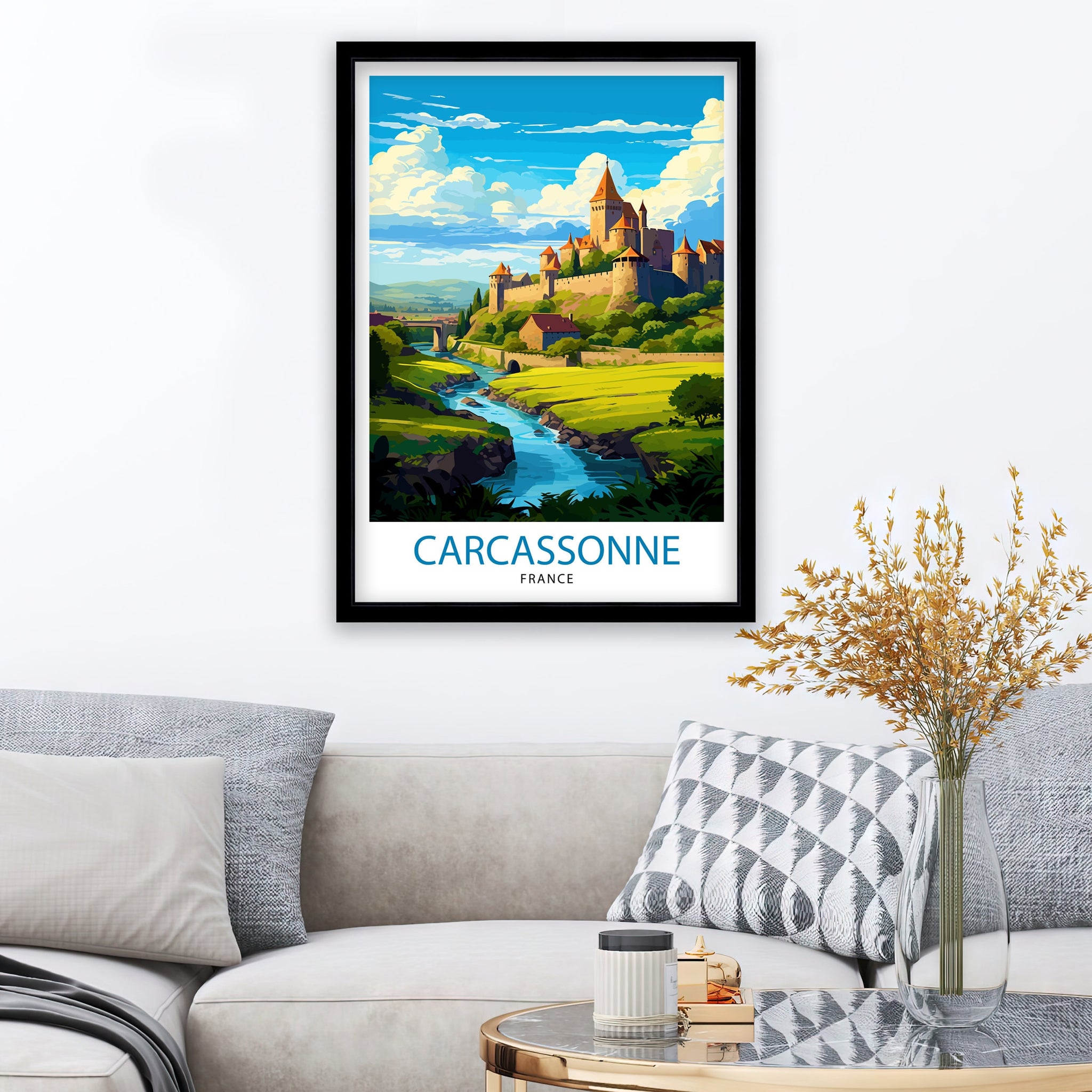 Carcassonne France Travel Print Carcassonne Wall Decor Carcassonne Poster France Travel Prints Carcassonne Art Print Carcassonne