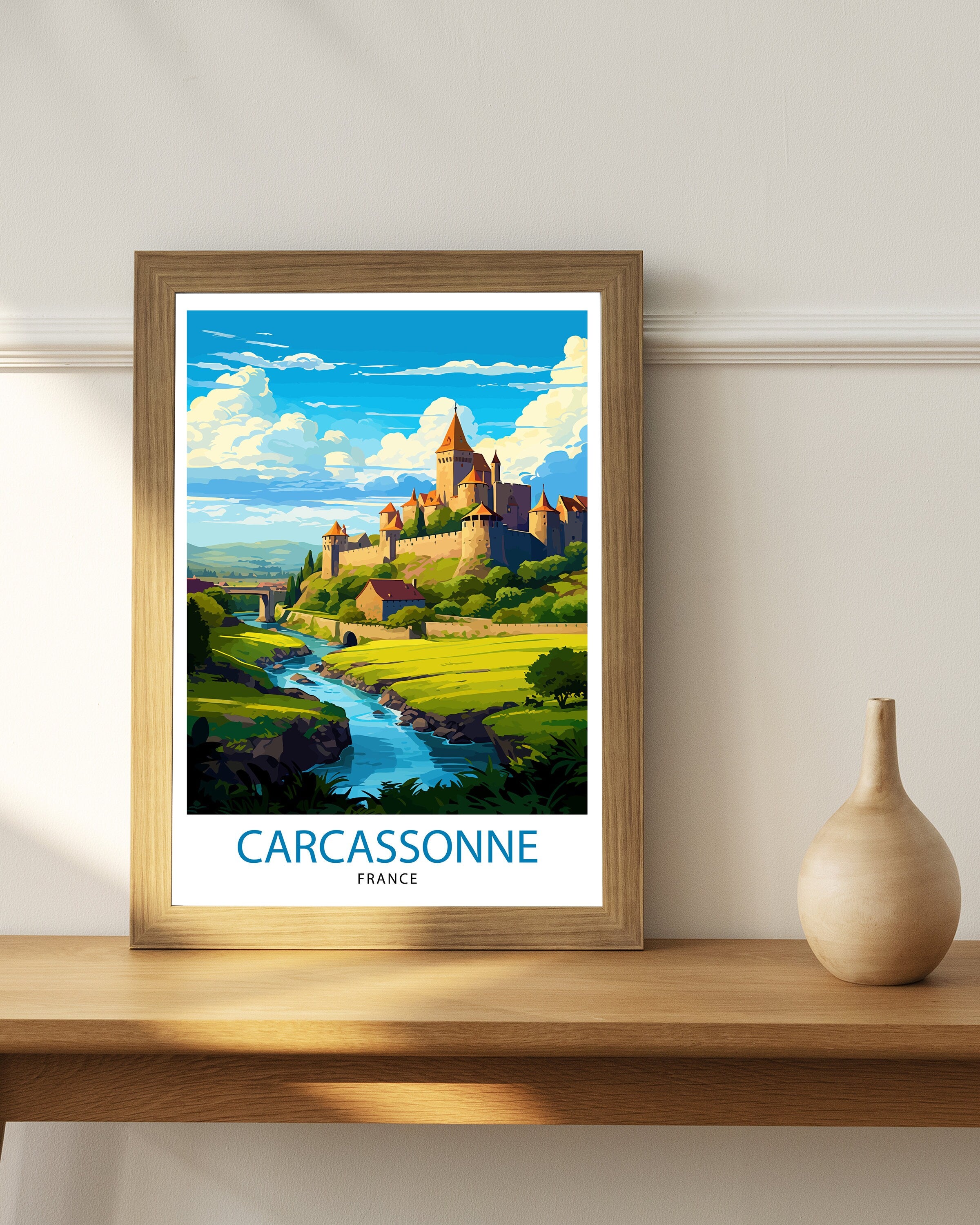 Carcassonne France Travel Print Carcassonne Wall Decor Carcassonne Poster France Travel Prints Carcassonne Art Print Carcassonne