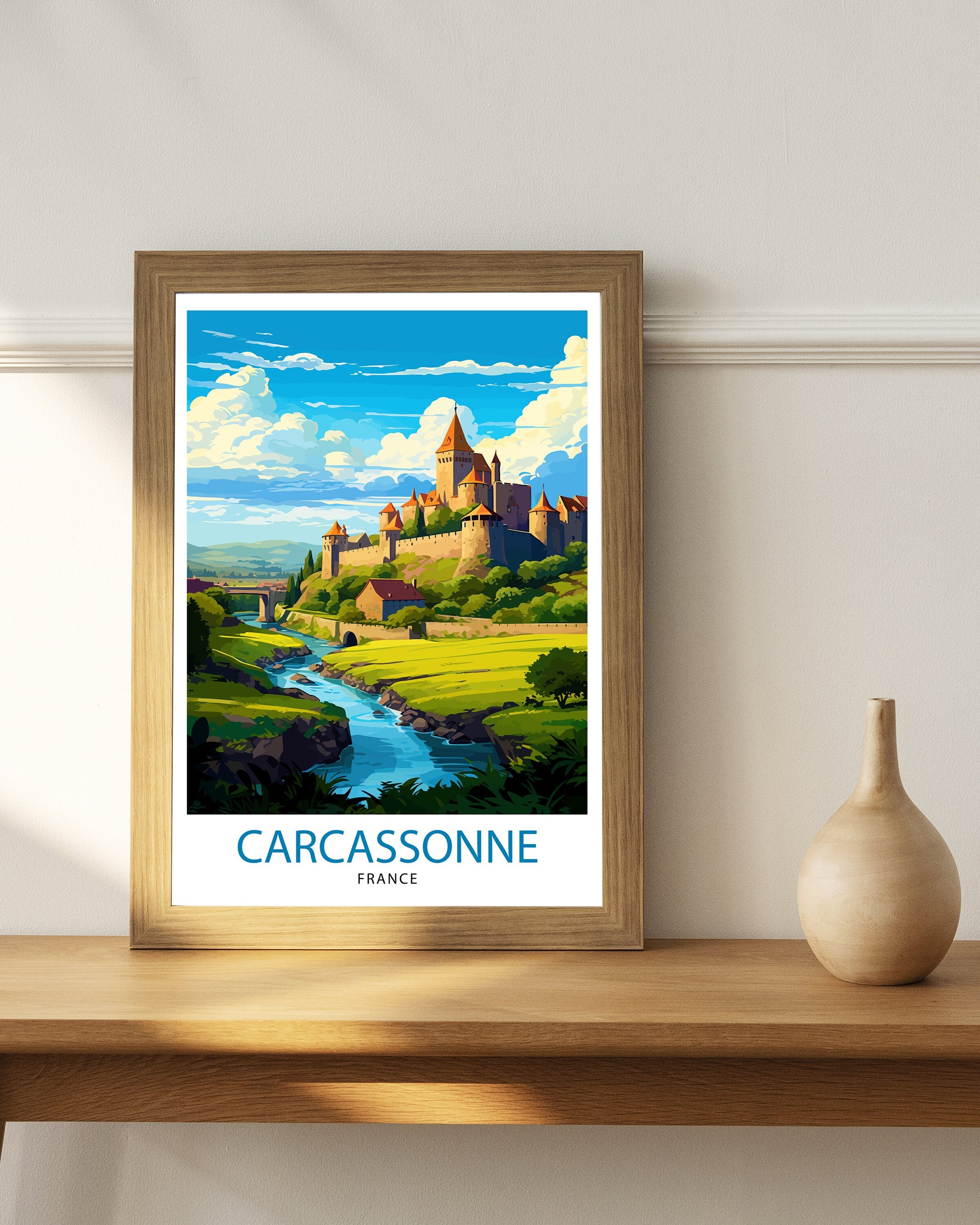 Carcassonne France Travel Print Carcassonne Wall Decor Carcassonne Poster France Travel Prints Carcassonne Art Print Carcassonne