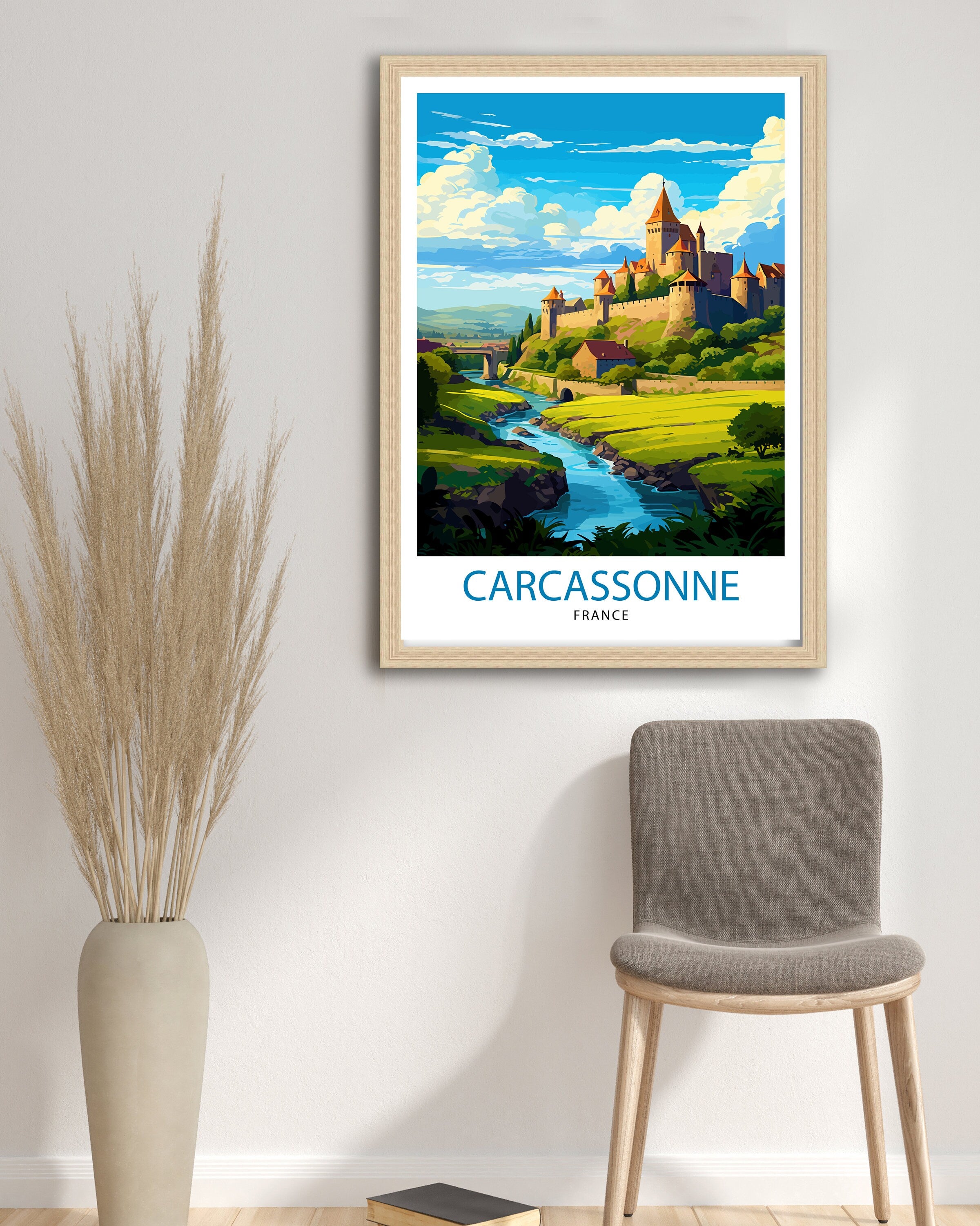 Carcassonne France Travel Print Carcassonne Wall Decor Carcassonne Poster France Travel Prints Carcassonne Art Print Carcassonne