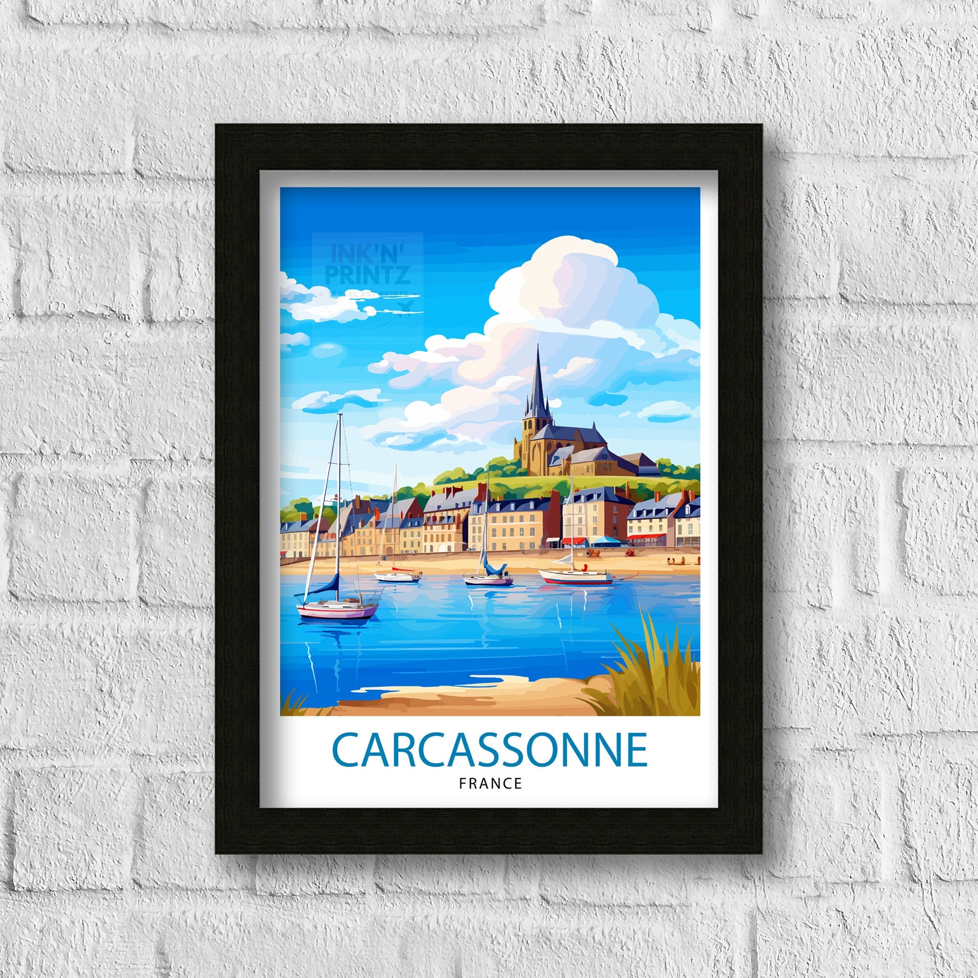 Carcassonne France Travel Print Carcassonne Wall Decor Carcassonne Poster France Travel Prints Carcassonne Art Print Carcassonne
