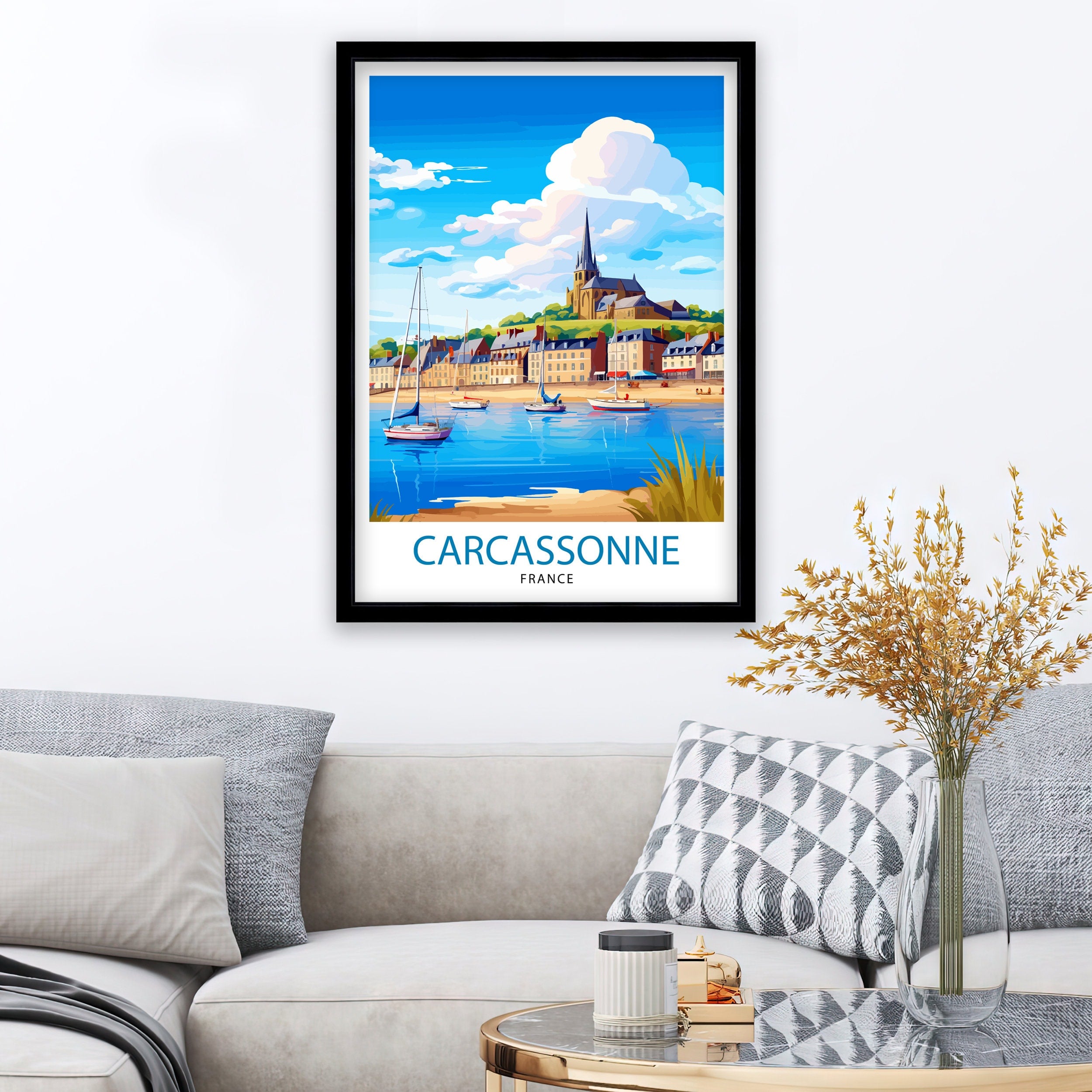 Carcassonne France Travel Print Carcassonne Wall Decor Carcassonne Poster France Travel Prints Carcassonne Art Print Carcassonne