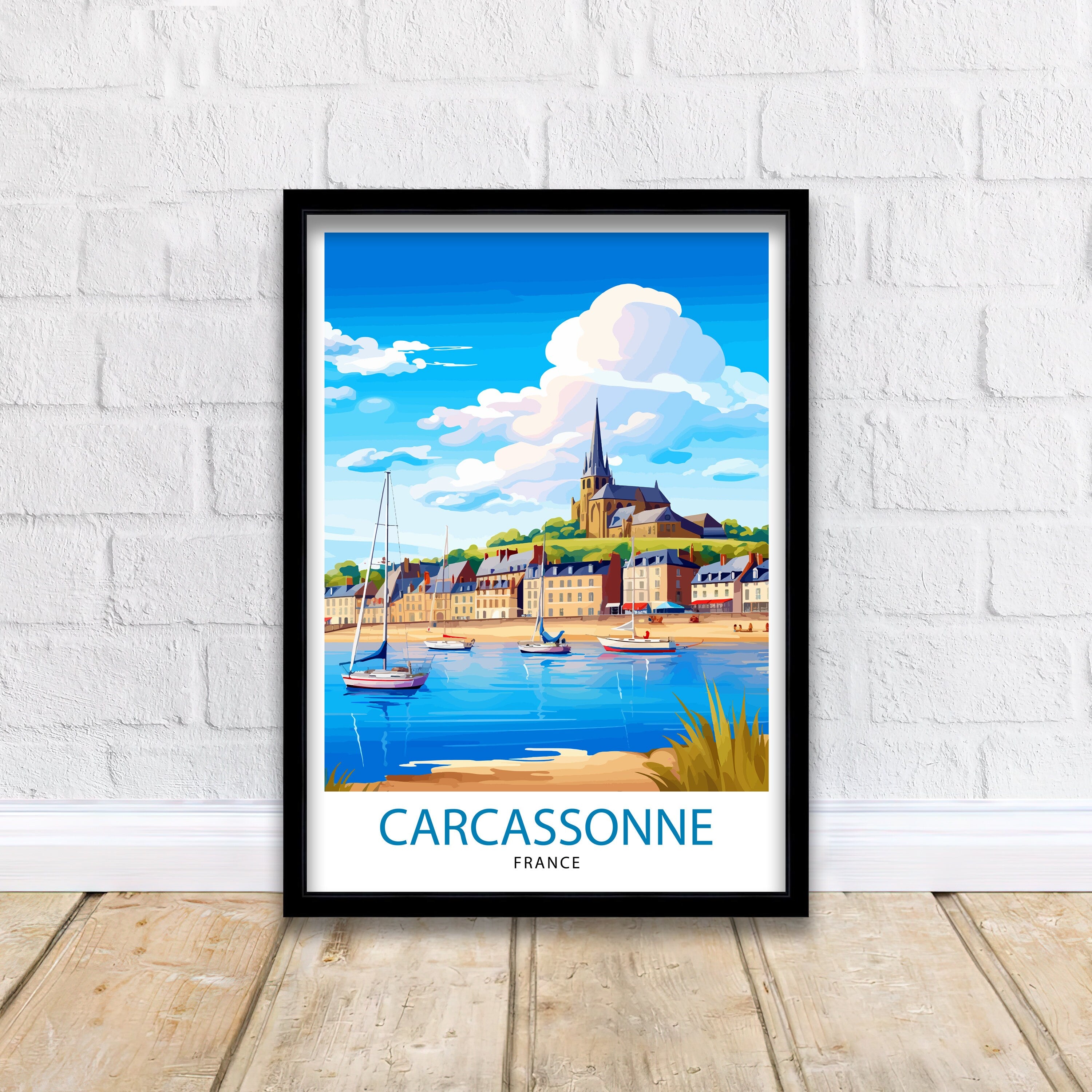Carcassonne France Travel Print Carcassonne Wall Decor Carcassonne Poster France Travel Prints Carcassonne Art Print Carcassonne