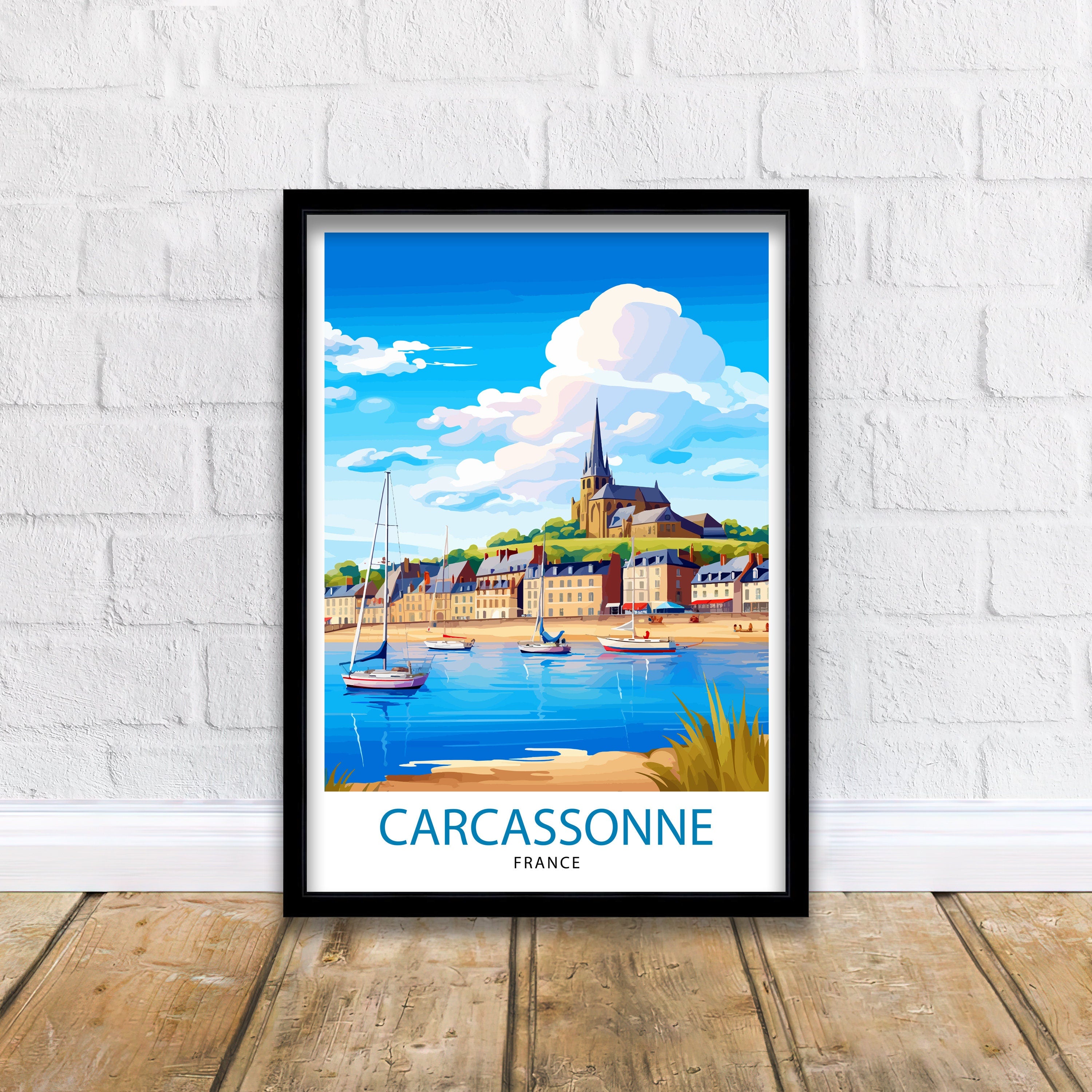Carcassonne France Travel Print Carcassonne Wall Decor Carcassonne Poster France Travel Prints Carcassonne Art Print Carcassonne
