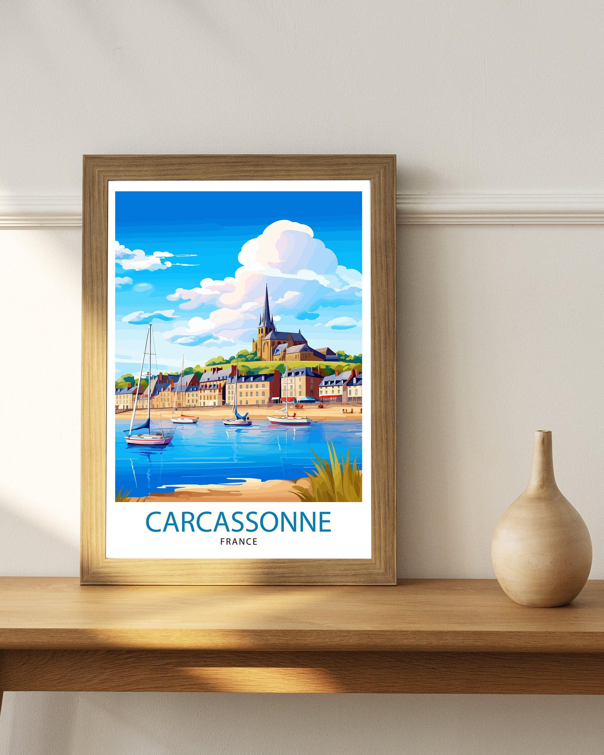 Carcassonne France Travel Print Carcassonne Wall Decor Carcassonne Poster France Travel Prints Carcassonne Art Print Carcassonne