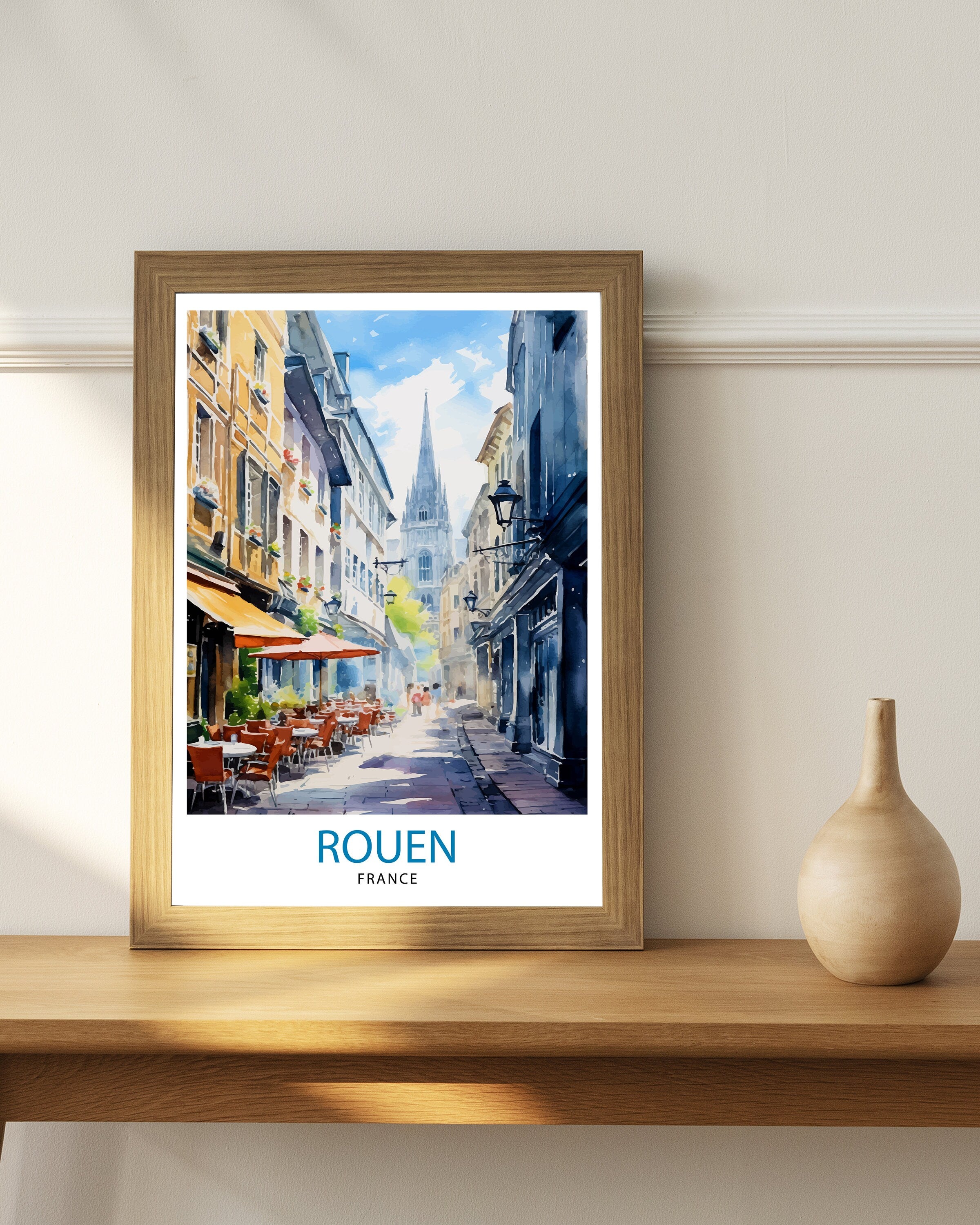 Rouen France Travel Print France Wall Decor Rouen Poster Normandy Travel Prints France Art Print Rouen Illustration France Wall Art City