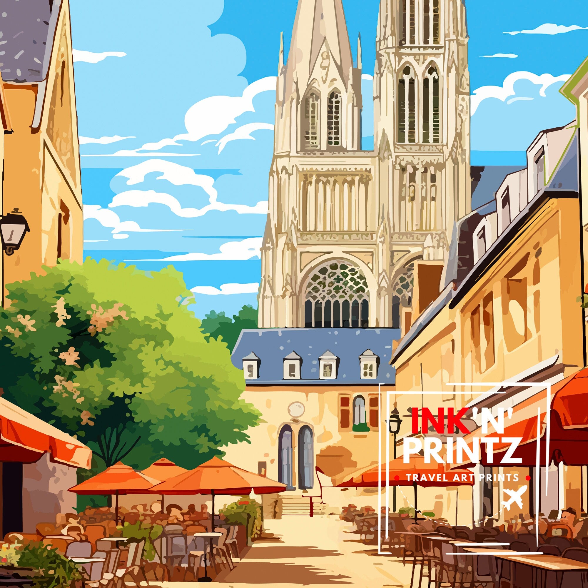 Reims France Travel Print Reims Wall Decor Reims Home Living Decor Reims France Illustration Travel Poster Gift for Reims France Home Decor