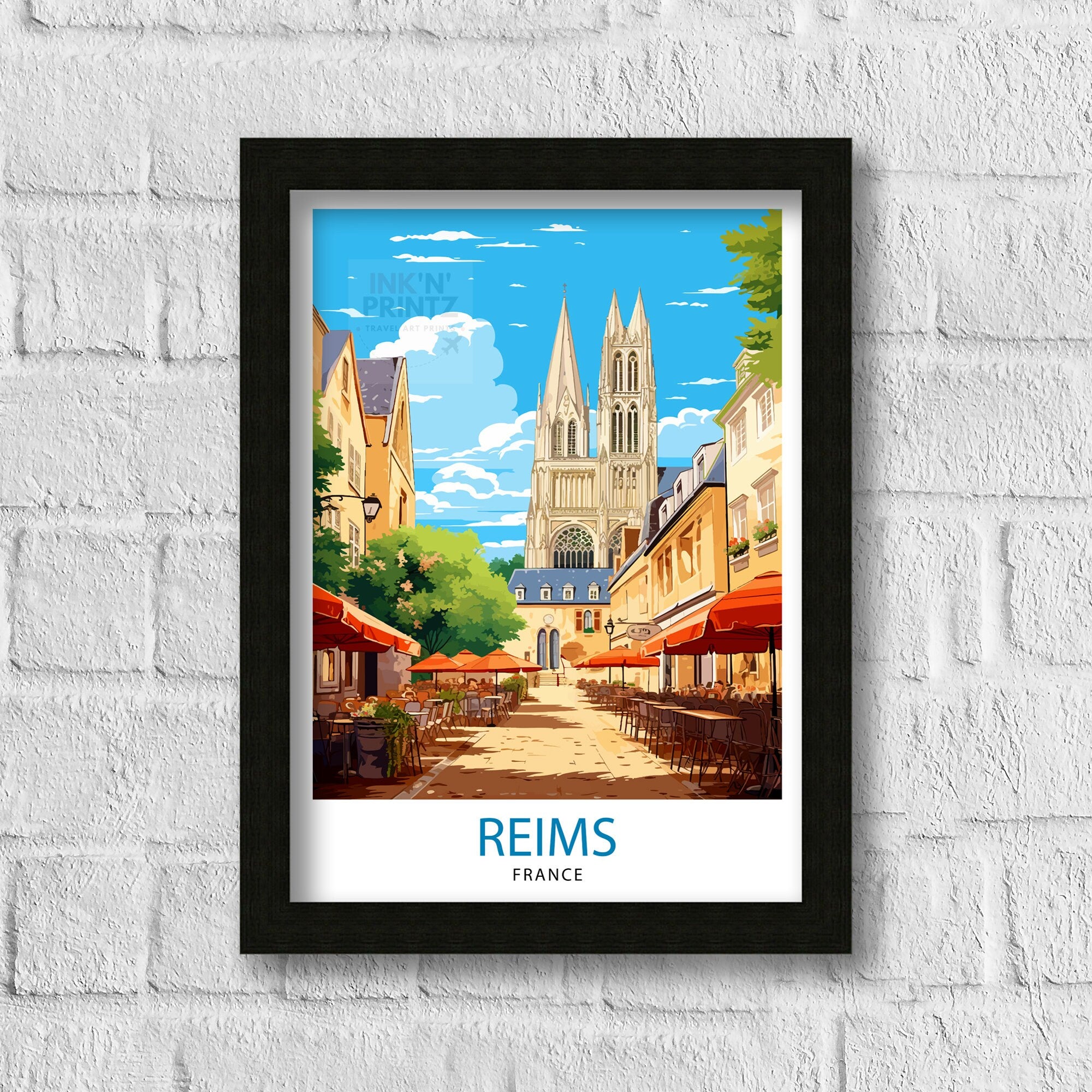 Reims France Travel Print Reims Wall Decor Reims Home Living Decor Reims France Illustration Travel Poster Gift for Reims France Home Decor