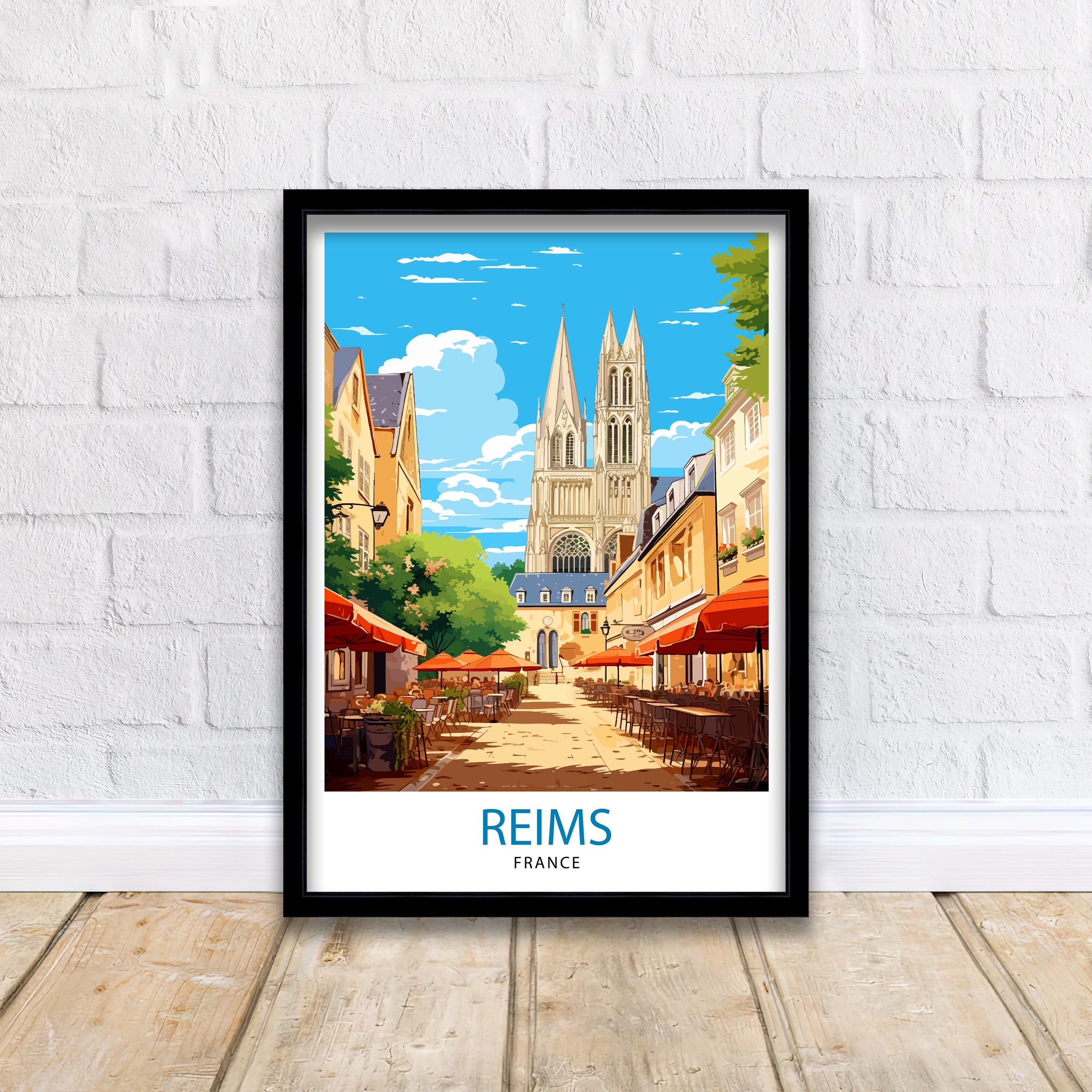 Reims France Travel Print Reims Wall Decor Reims Home Living Decor Reims France Illustration Travel Poster Gift for Reims France Home Decor