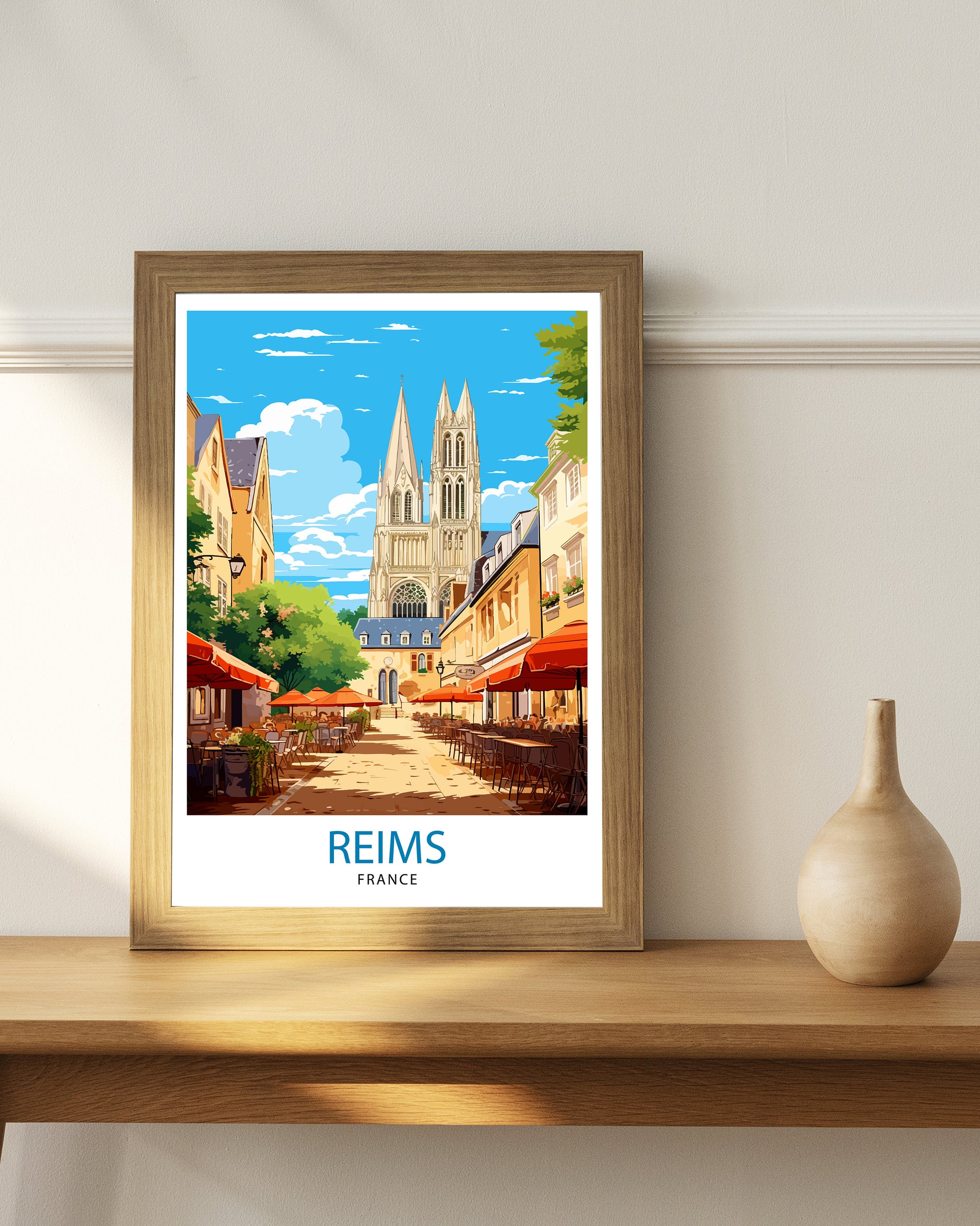 Reims France Travel Print Reims Wall Decor Reims Home Living Decor Reims France Illustration Travel Poster Gift for Reims France Home Decor