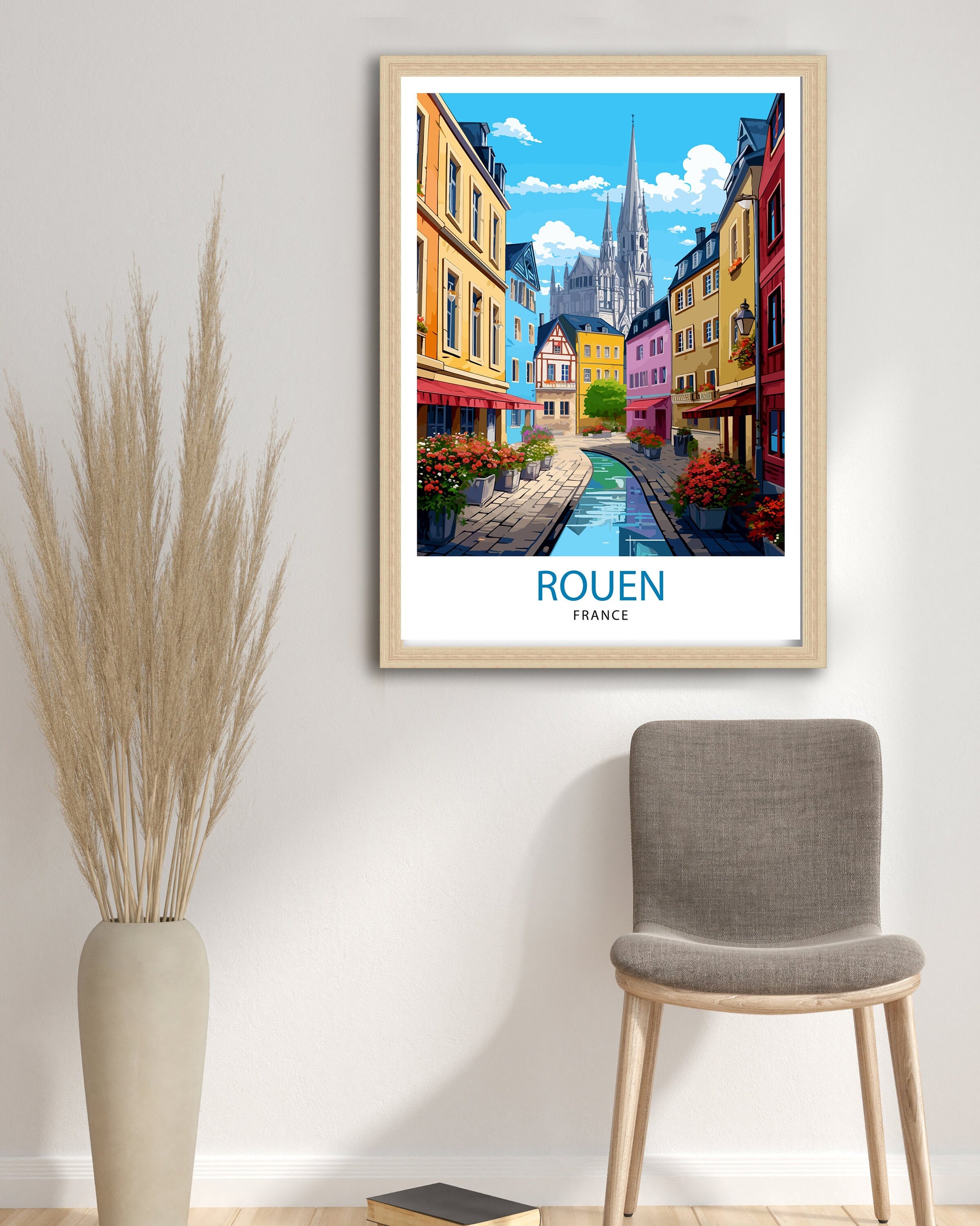Rouen France Travel Print France Wall Decor Rouen Poster Normandy Travel Prints France Art Print Rouen Illustration France Wall Art City