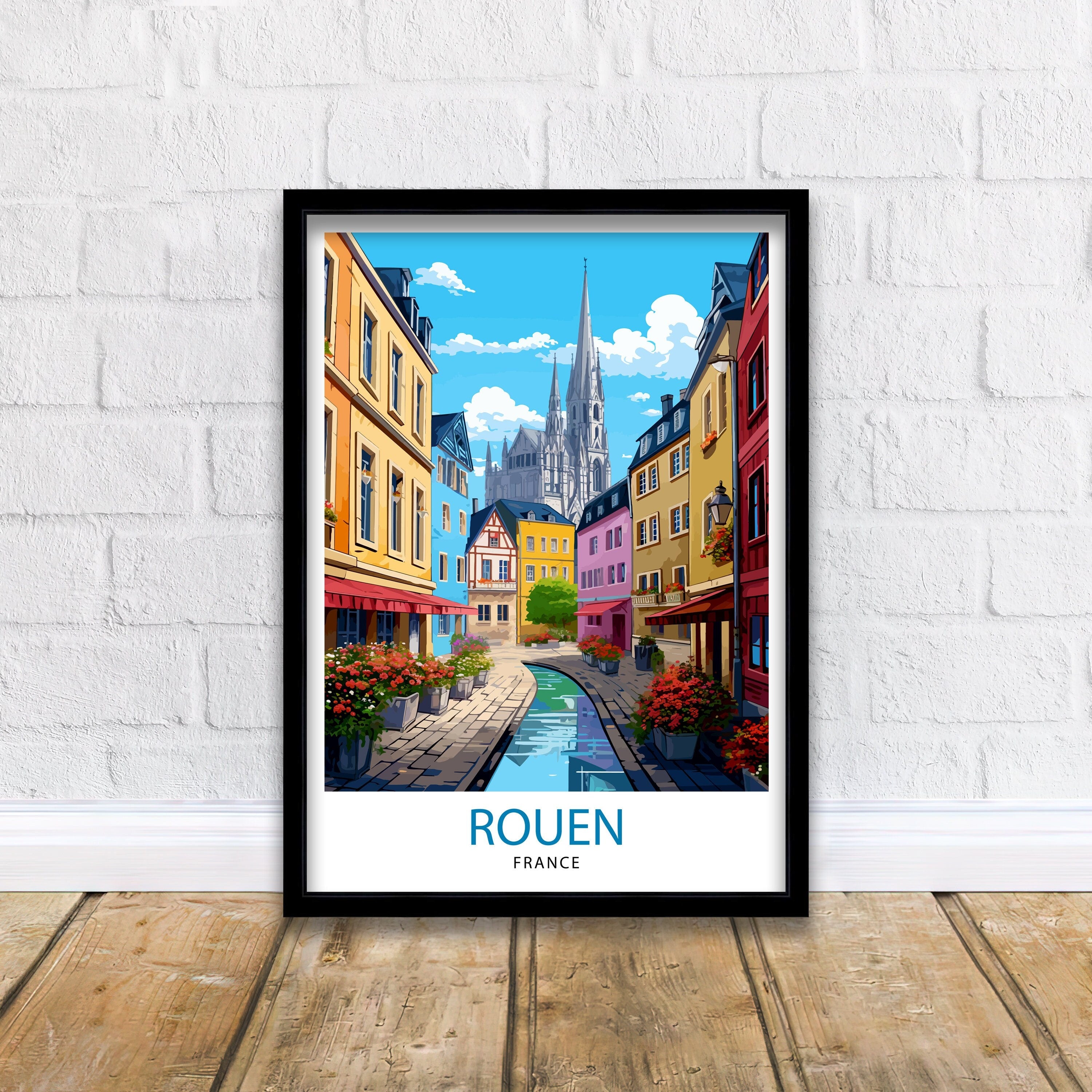 Rouen France Travel Print France Wall Decor Rouen Poster Normandy Travel Prints France Art Print Rouen Illustration France Wall Art City