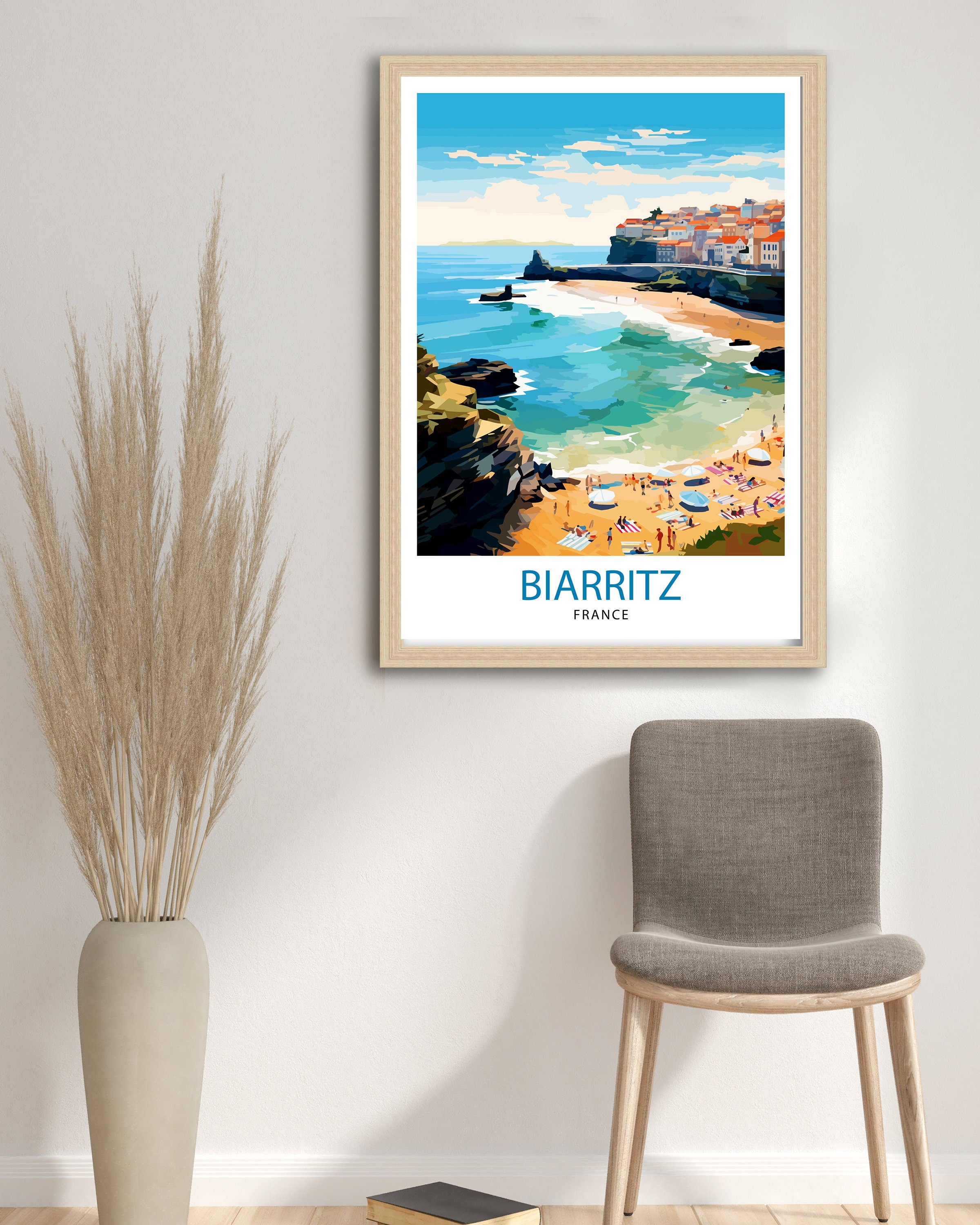 Biarritz France Travel Print Biarritz Wall Decor Biarritz Home Living Decor Biarritz France Illustration Travel Poster Gift for Biarritz