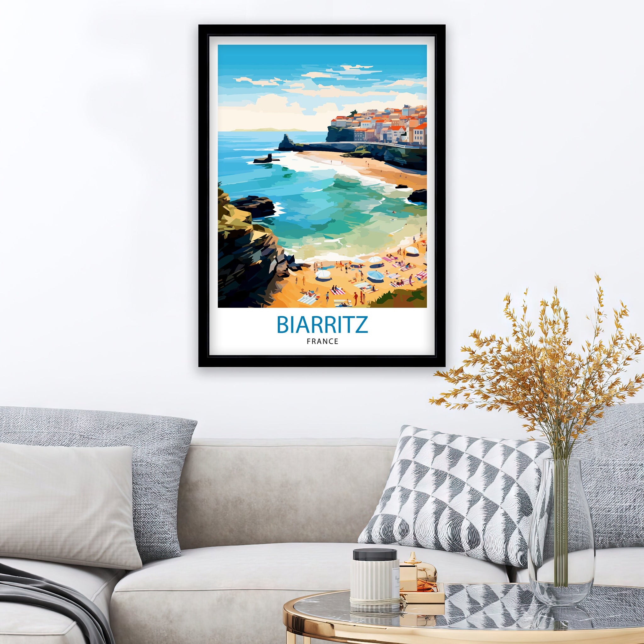 Biarritz France Travel Print Biarritz Wall Decor Biarritz Home Living Decor Biarritz France Illustration Travel Poster Gift for Biarritz