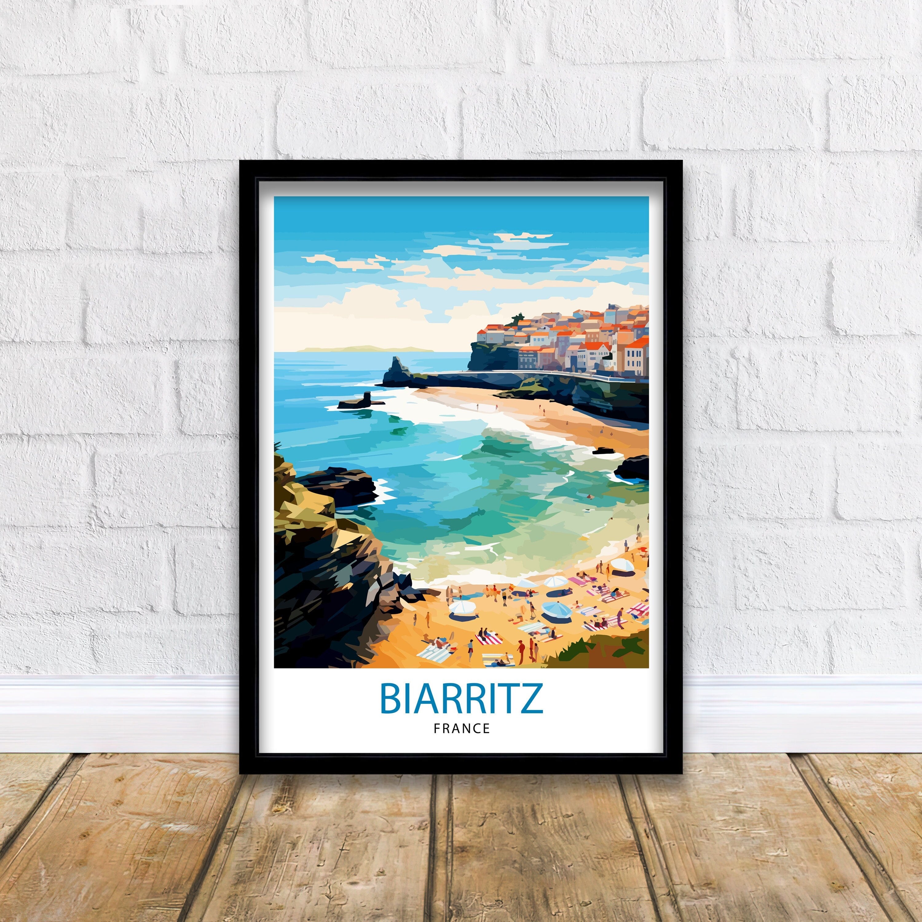 Biarritz France Travel Print Biarritz Wall Decor Biarritz Home Living Decor Biarritz France Illustration Travel Poster Gift for Biarritz