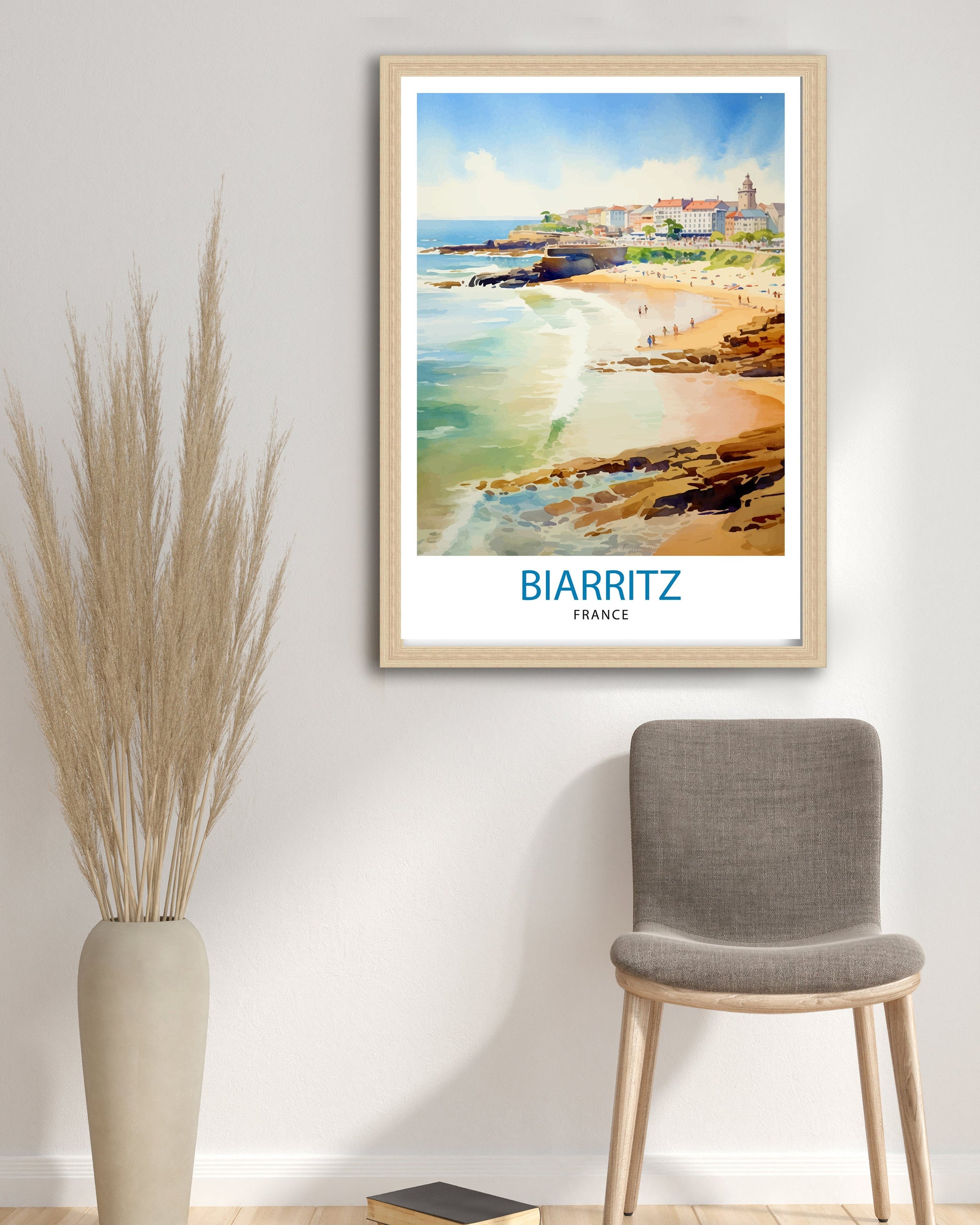 Biarritz France Travel Print Biarritz Wall Decor Biarritz Home Living Decor Biarritz France Illustration Travel Poster Gift for Biarritz