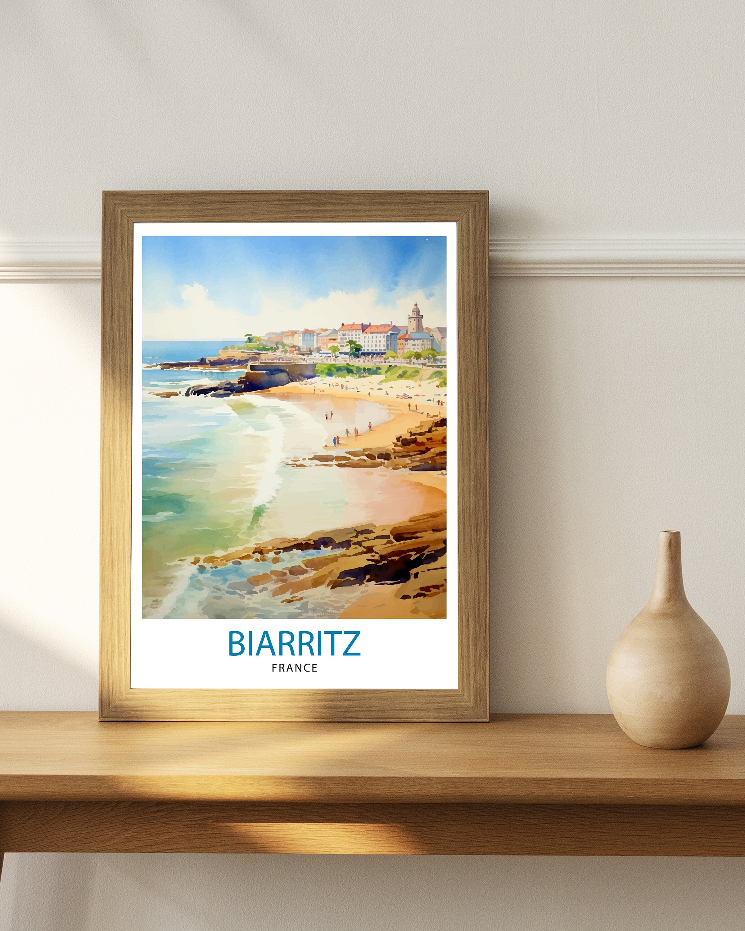 Biarritz France Travel Print Biarritz Wall Decor Biarritz Home Living Decor Biarritz France Illustration Travel Poster Gift for Biarritz