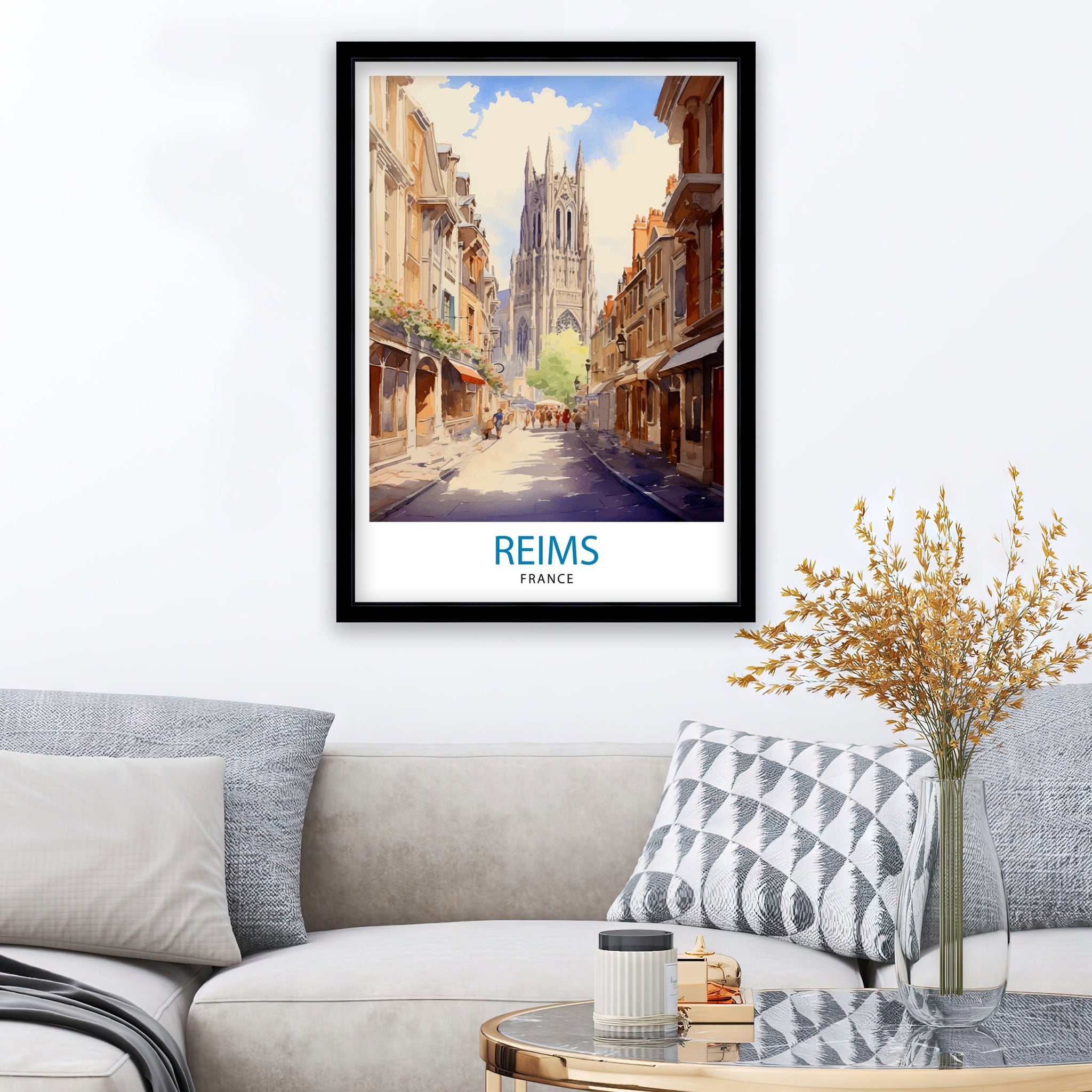 Reims France Travel Print Reims Wall Decor Reims Home Living Decor Reims France Illustration Travel Poster Gift for Reims France Home Decor