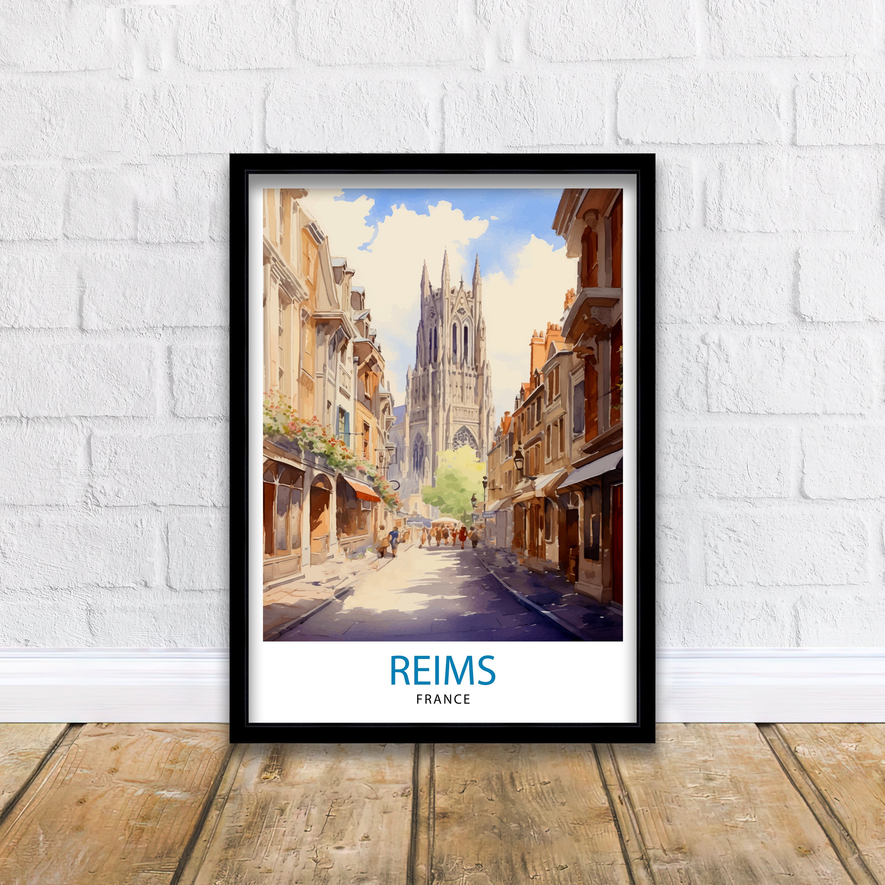 Reims France Travel Print Reims Wall Decor Reims Home Living Decor Reims France Illustration Travel Poster Gift for Reims France Home Decor