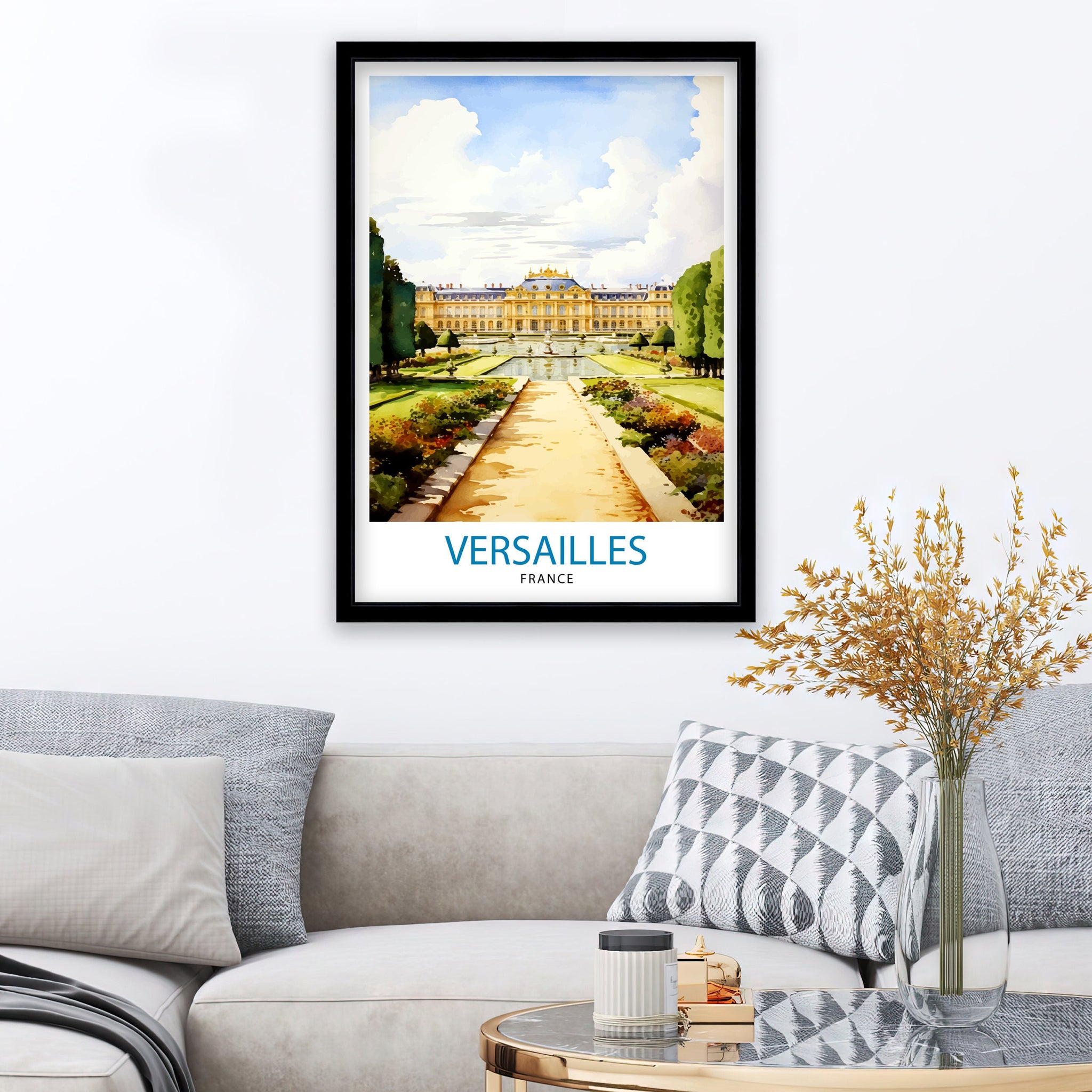 Versailles France Travel Print Versailles Wall Decor Versailles Poster France Travel Prints Versailles Art Print Versailles Illustration