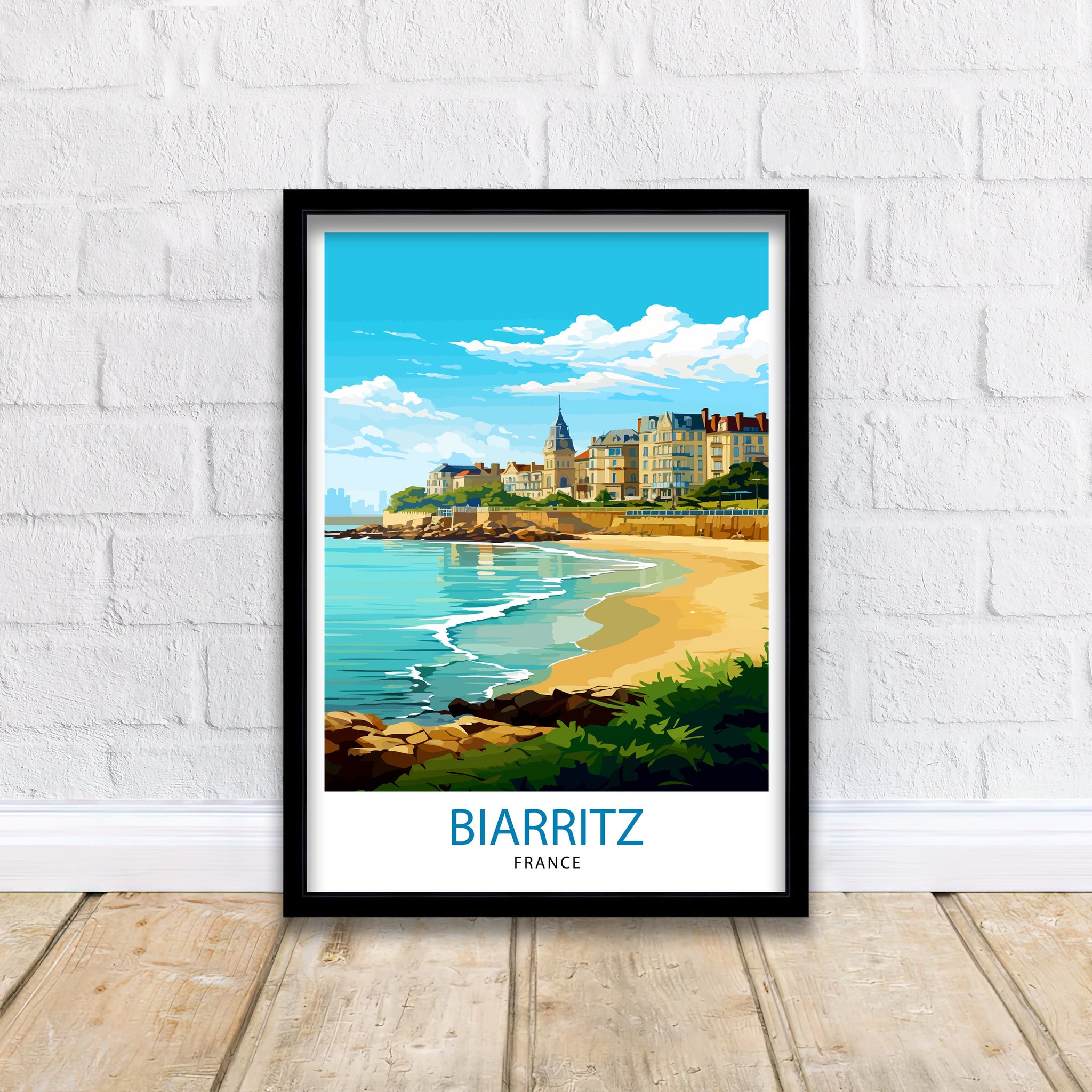 Biarritz France Travel Print Biarritz Wall Decor Biarritz Home Living Decor Biarritz France Illustration Travel Poster Gift for Biarritz