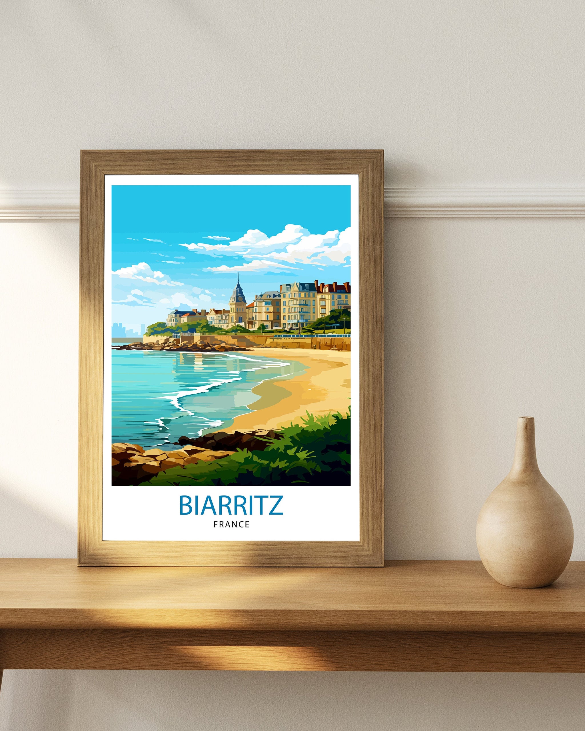 Biarritz France Travel Print Biarritz Wall Decor Biarritz Home Living Decor Biarritz France Illustration Travel Poster Gift for Biarritz