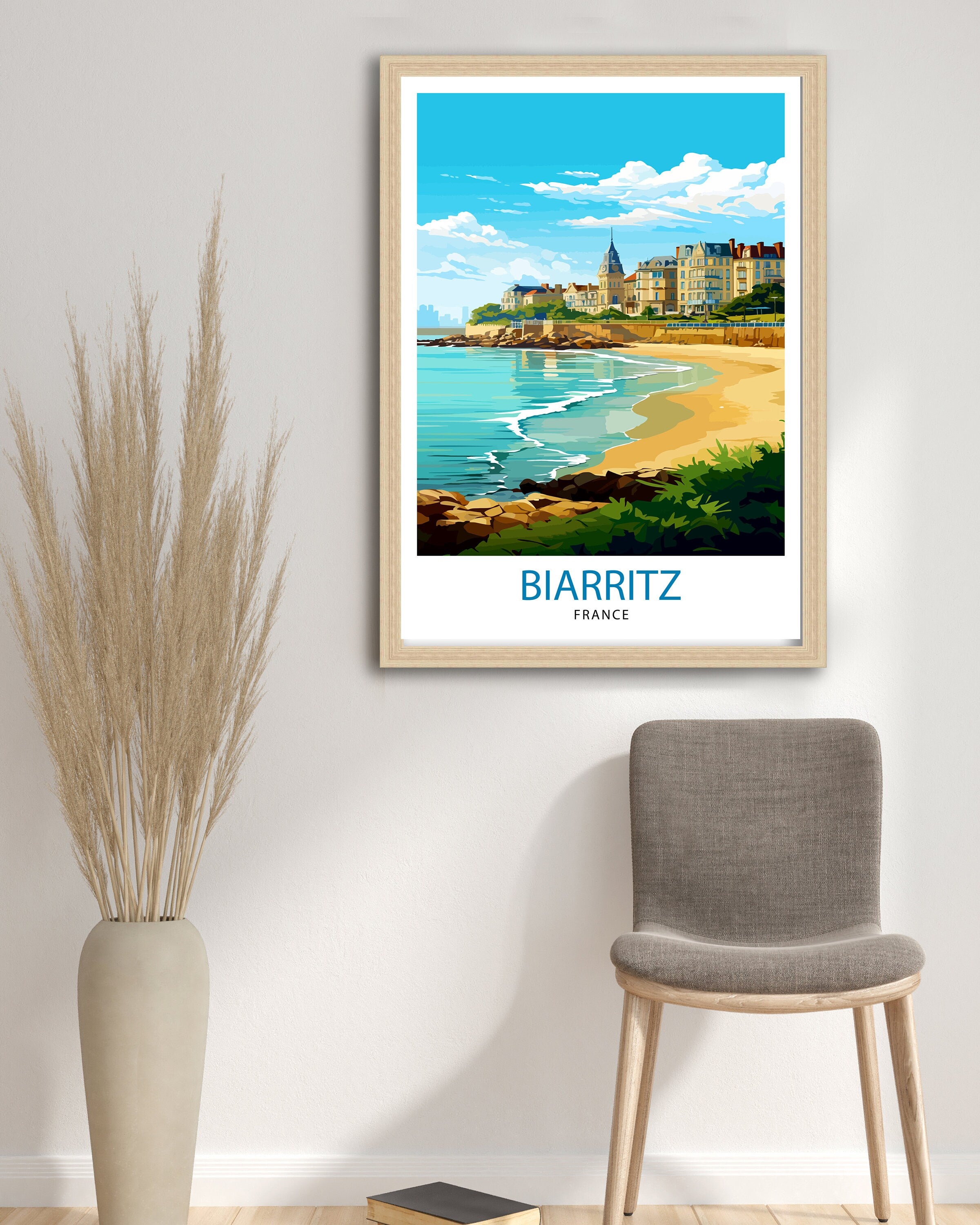 Biarritz France Travel Print Biarritz Wall Decor Biarritz Home Living Decor Biarritz France Illustration Travel Poster Gift for Biarritz