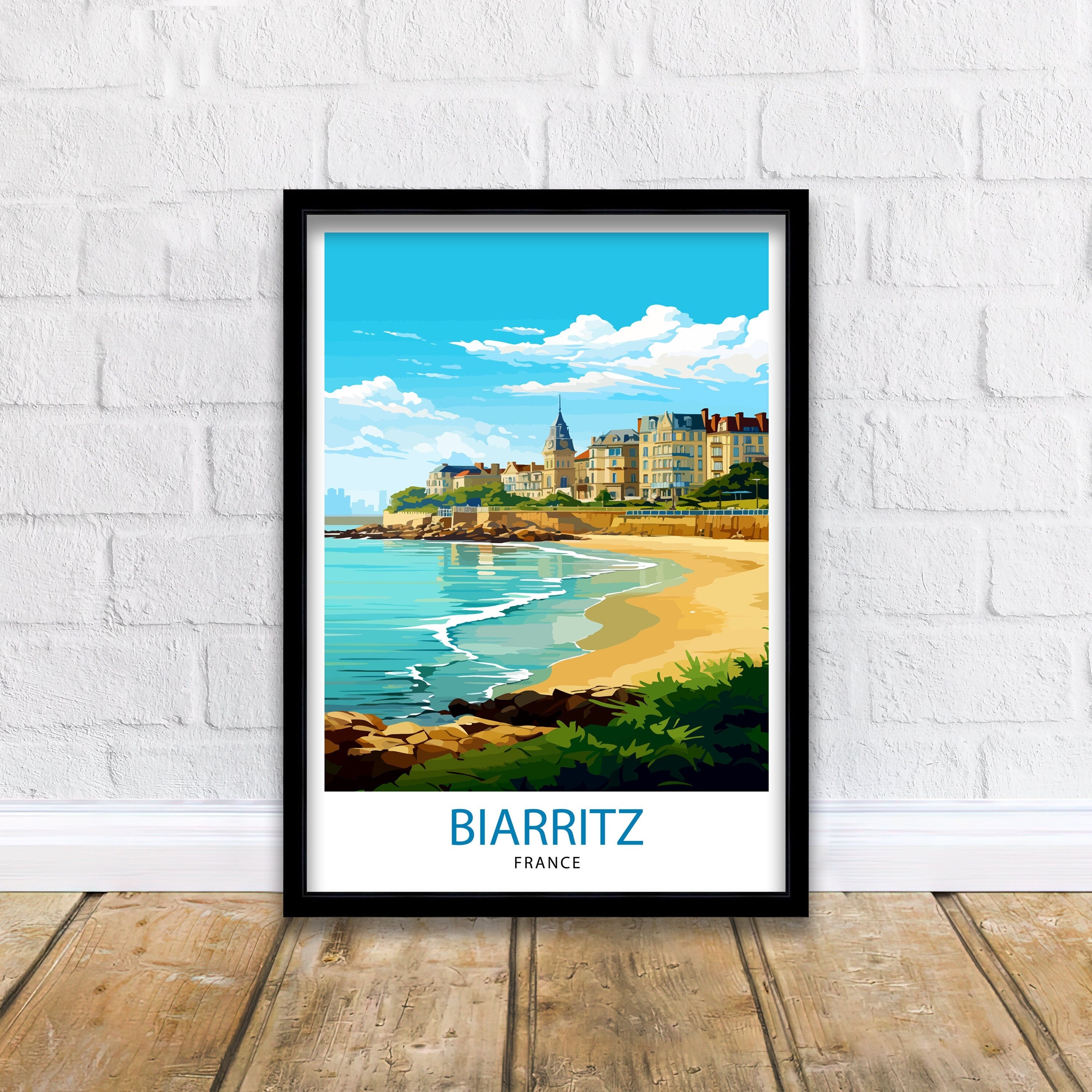 Biarritz France Travel Print Biarritz Wall Decor Biarritz Home Living Decor Biarritz France Illustration Travel Poster Gift for Biarritz